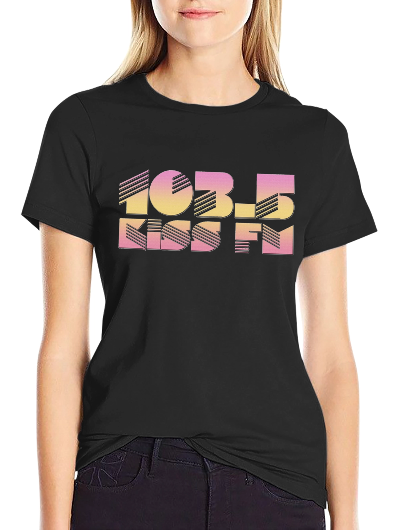 103.5 KISS FM Retro Black T-Shirt