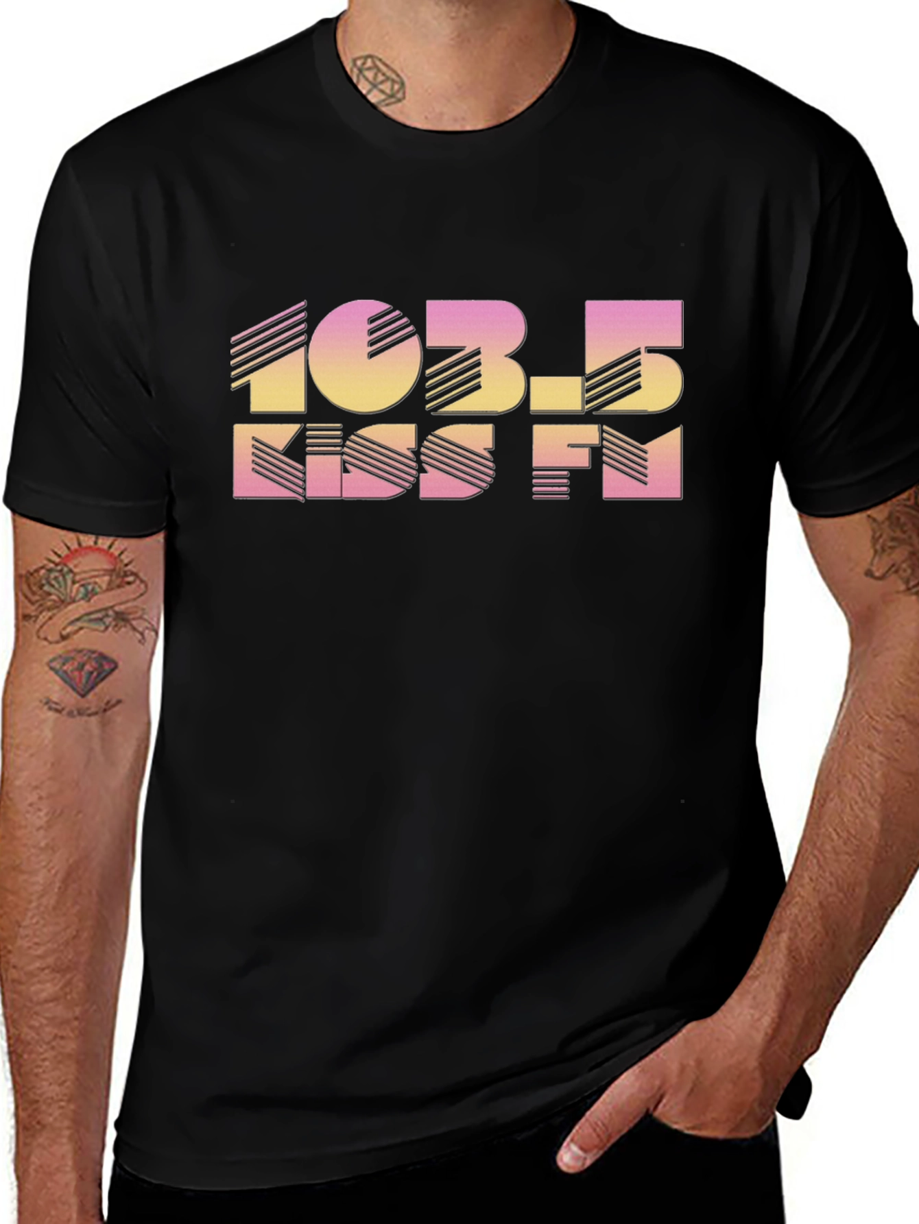 103.5 KISS FM Retro Black T-Shirt