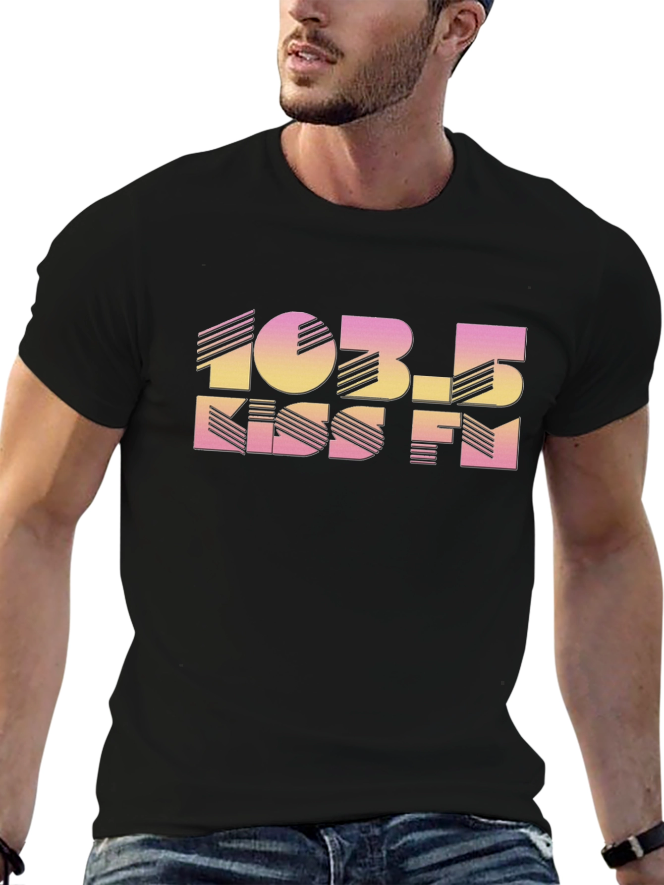 103.5 KISS FM Retro Black T-Shirt