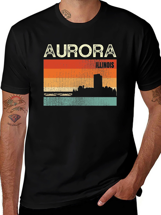 Aurora Illinois Retro Graphic T-Shirt