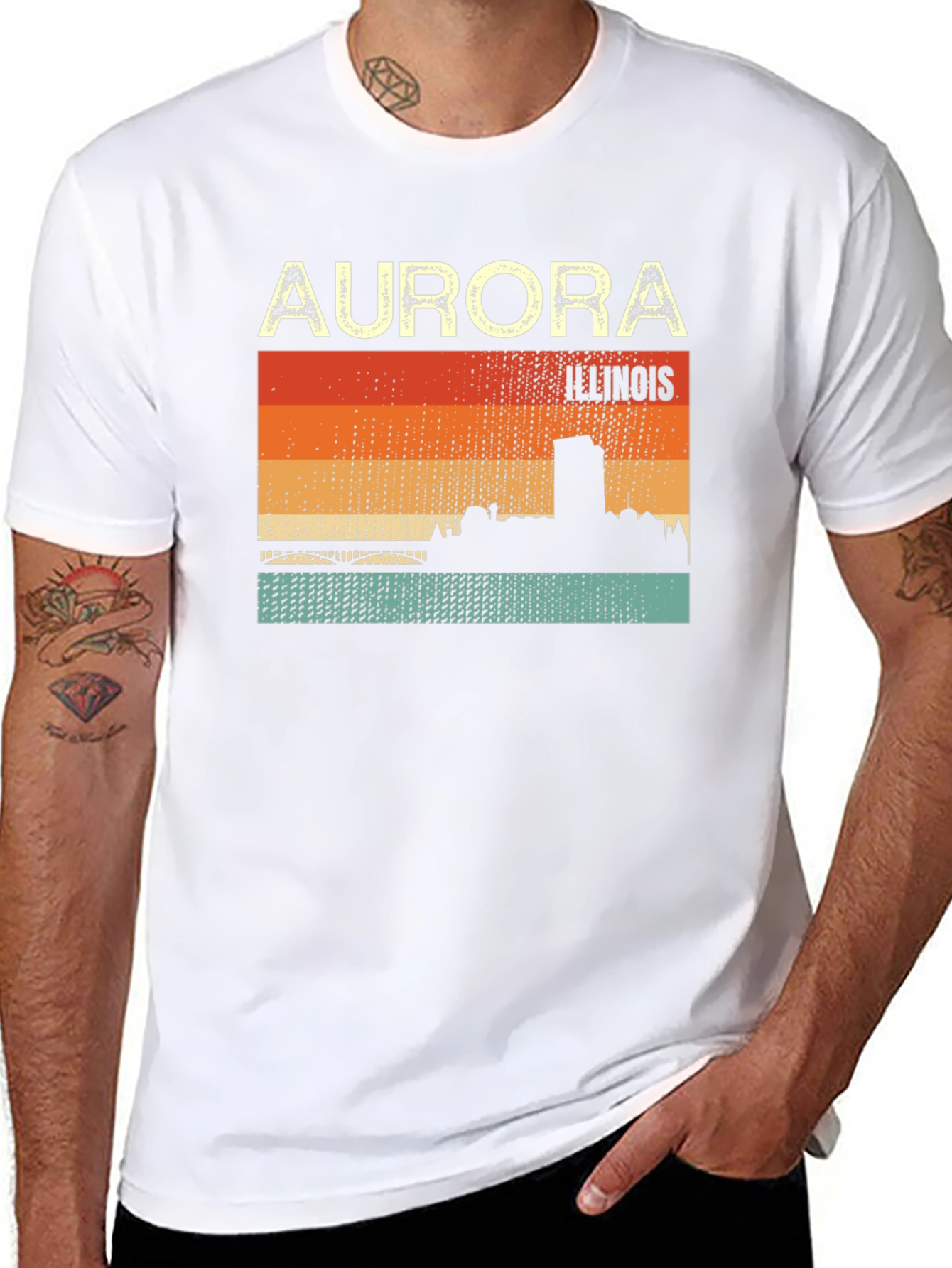 Aurora Illinois Retro Graphic T-Shirt