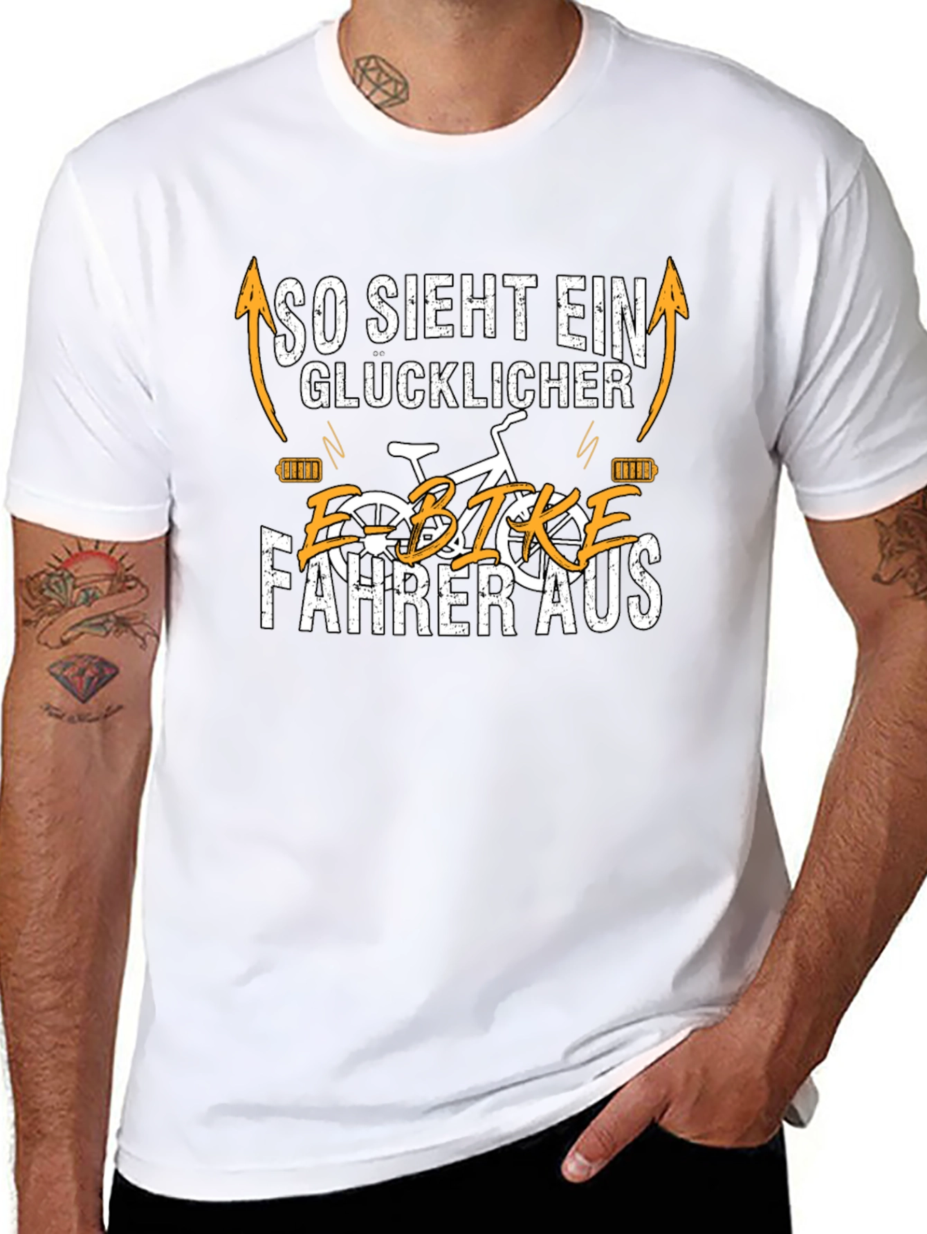 Happy E-Bike Rider T-Shirt - Fun German Text Design