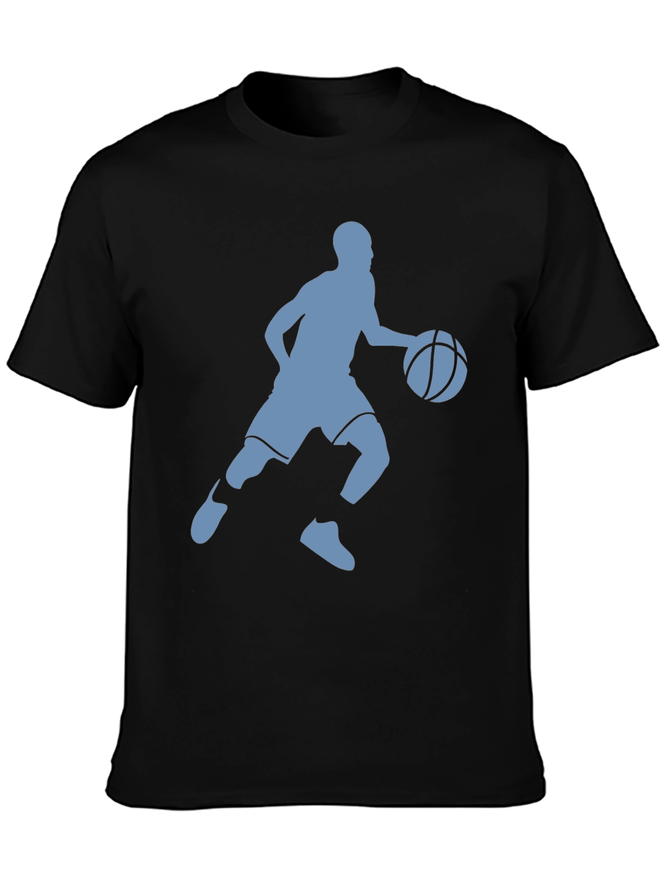 Basketball Player Silhouette Graphic Tee - Black