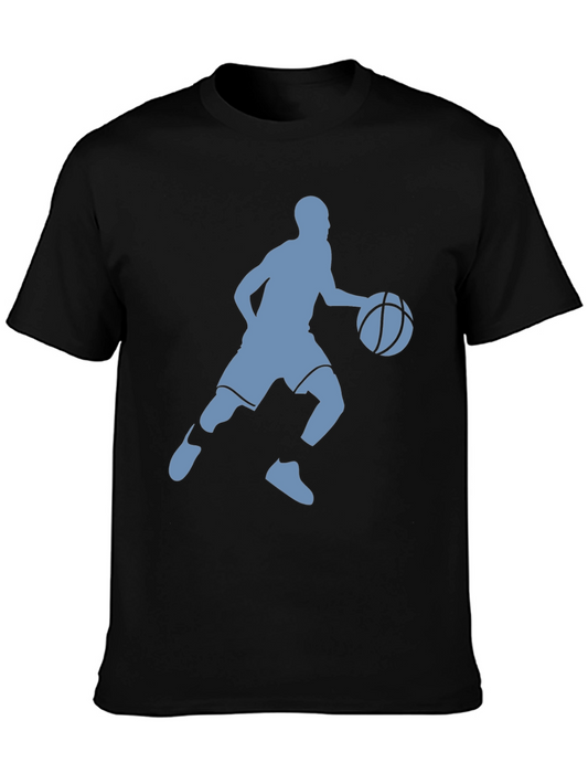 Basketball Player Silhouette Graphic Tee - Black