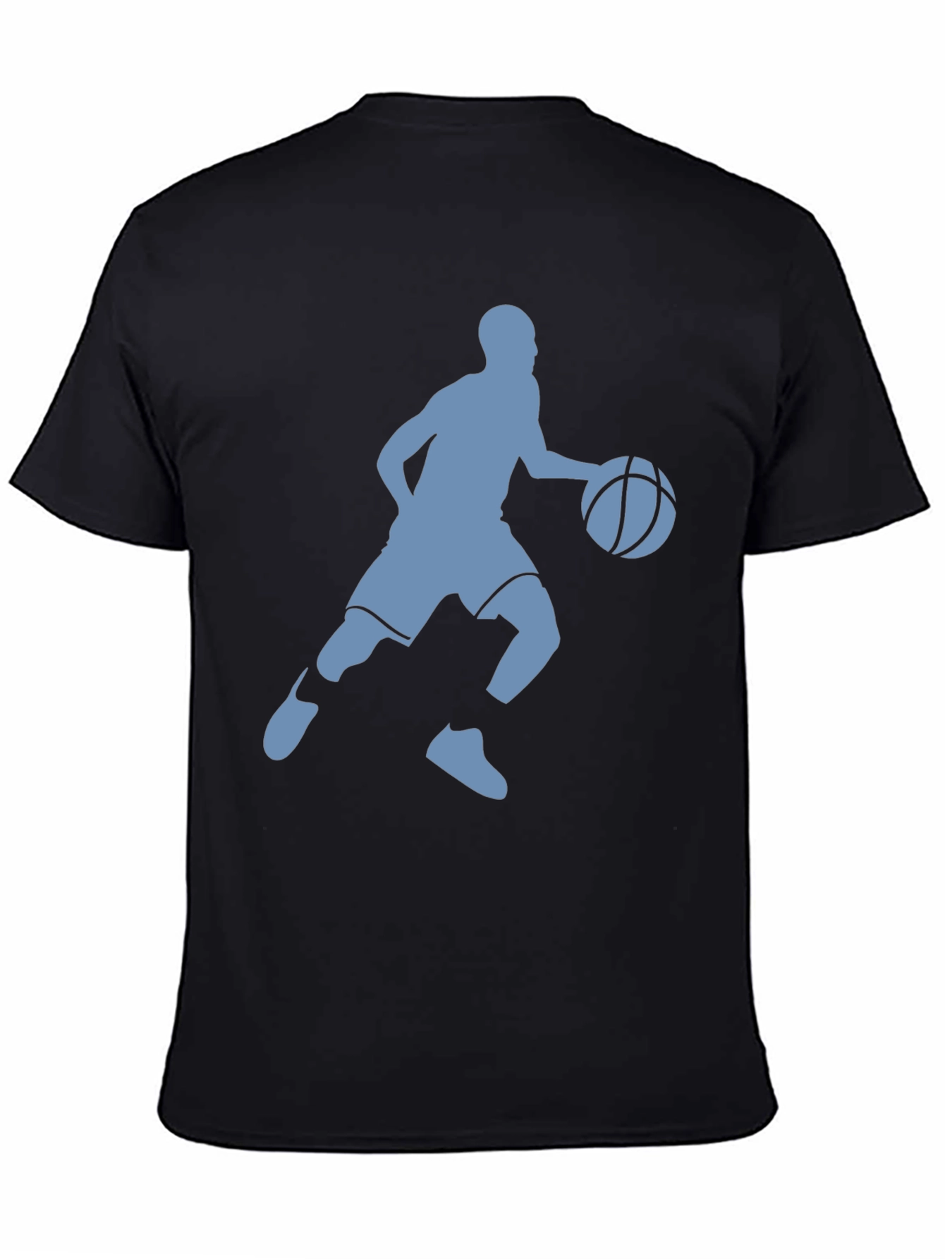 Basketball Player Silhouette Graphic Tee - Black