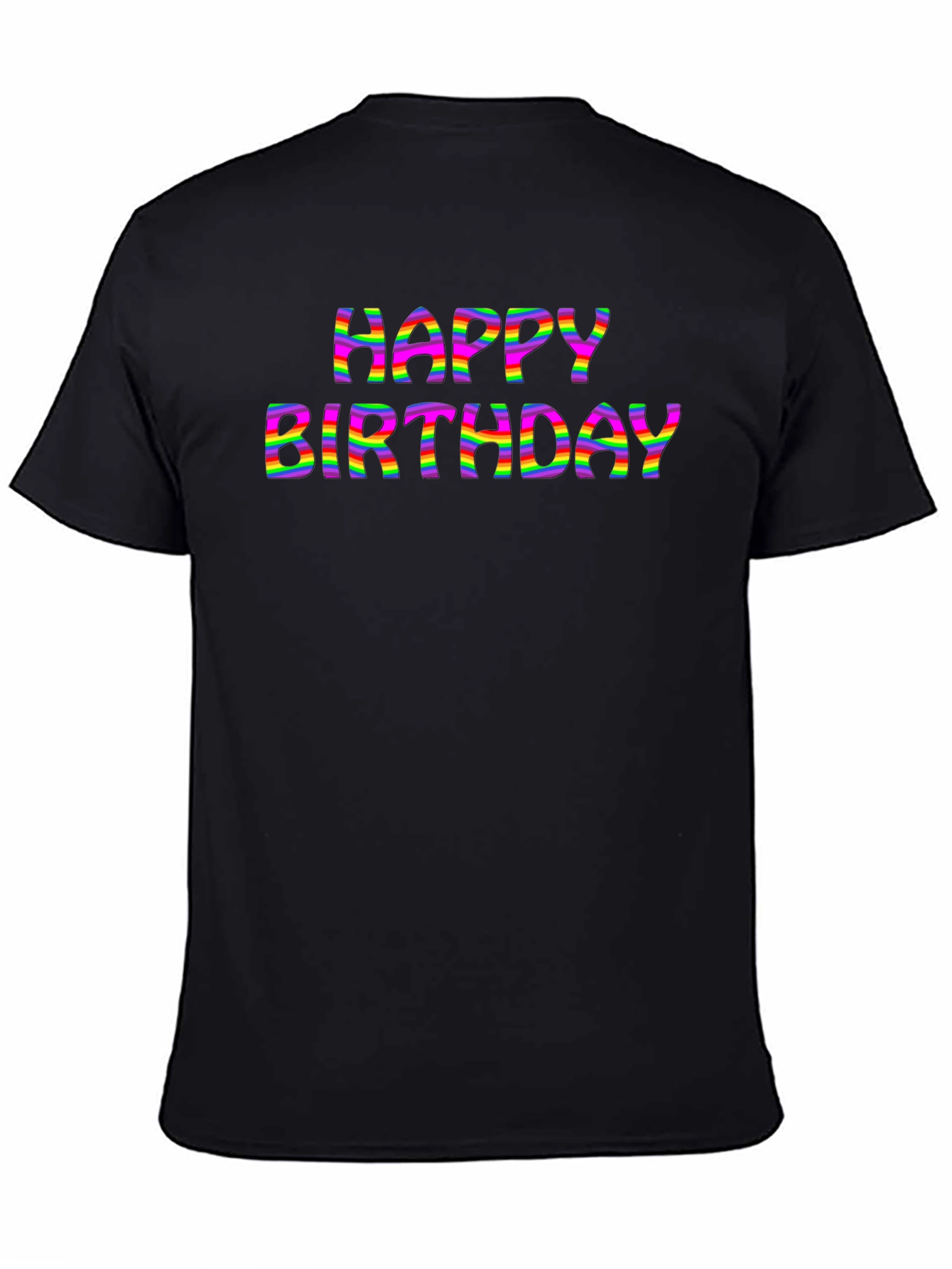 Happy Birthday Rainbow Stripe Graphic Tee
