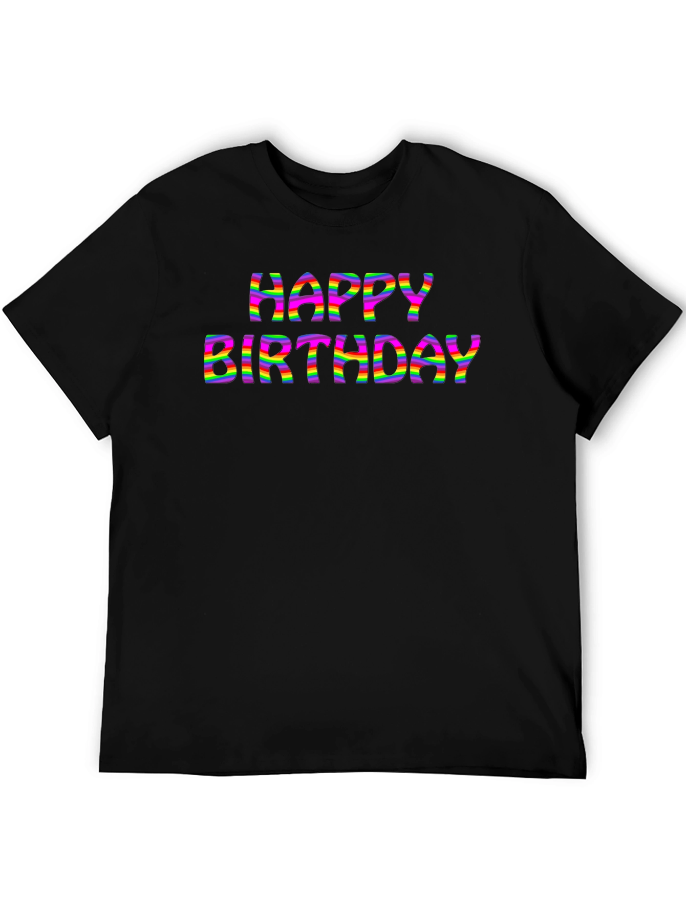 Happy Birthday Rainbow Stripe Graphic Tee