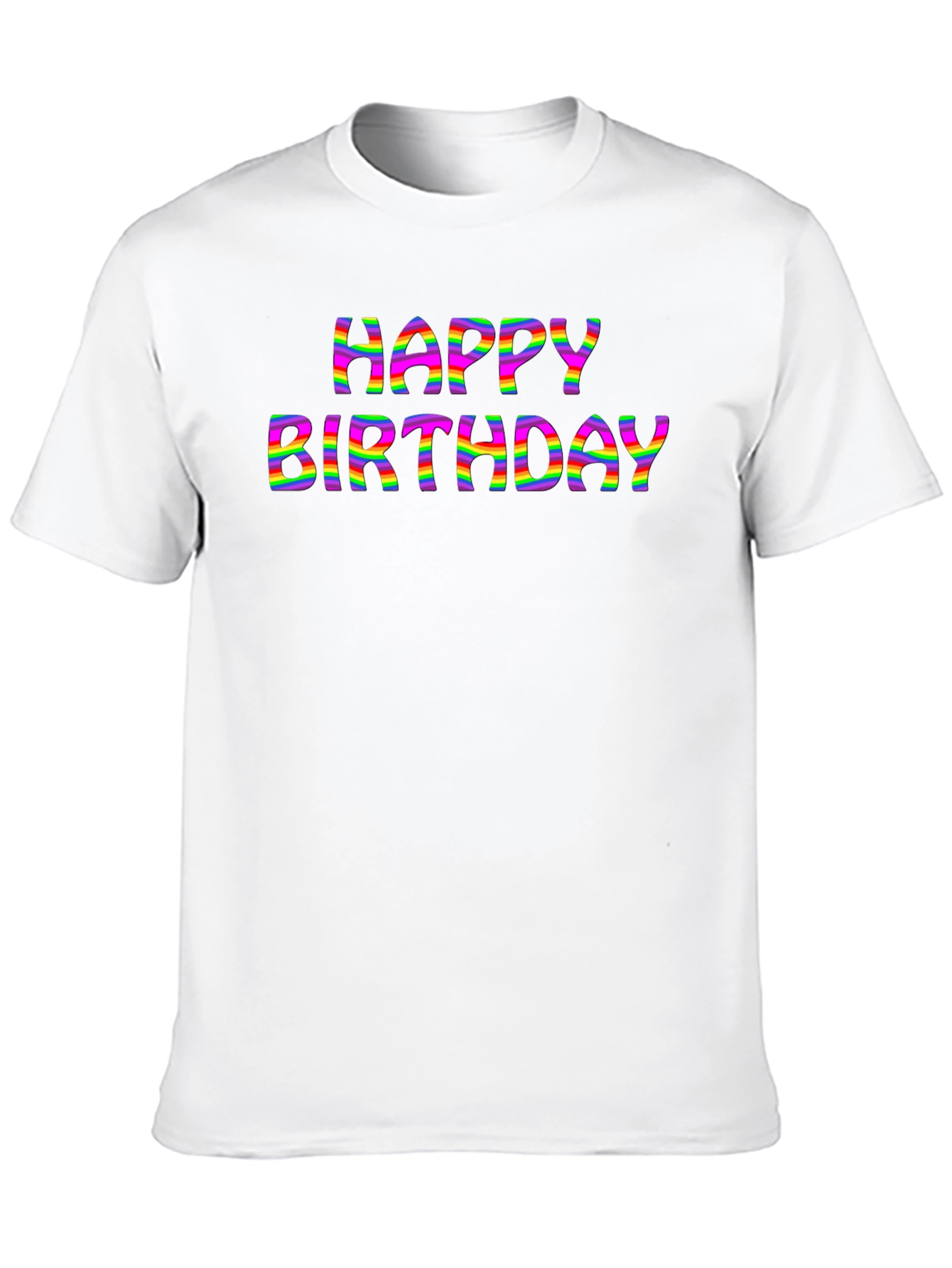 Happy Birthday Rainbow Stripe Graphic Tee