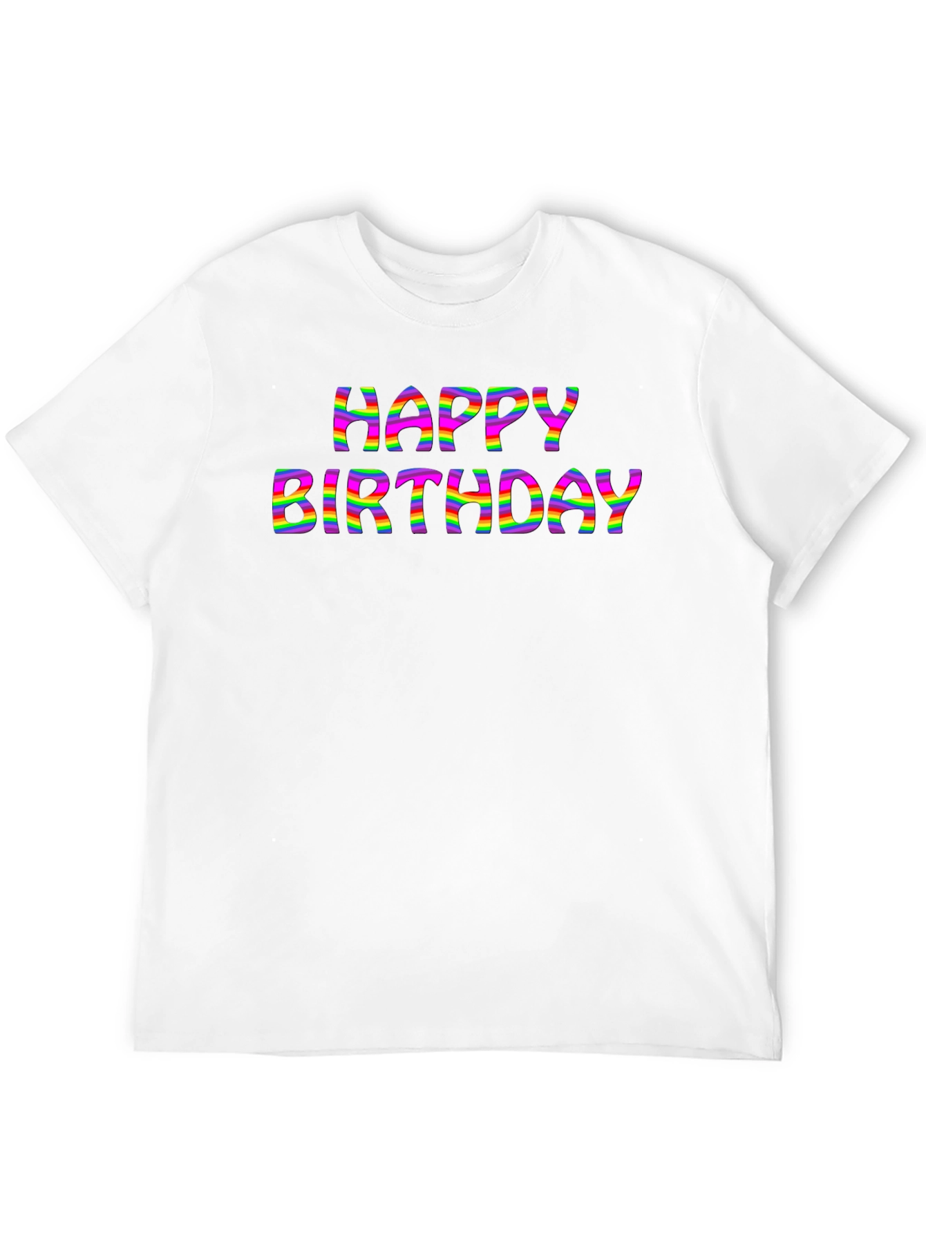 Happy Birthday Rainbow Stripe Graphic Tee