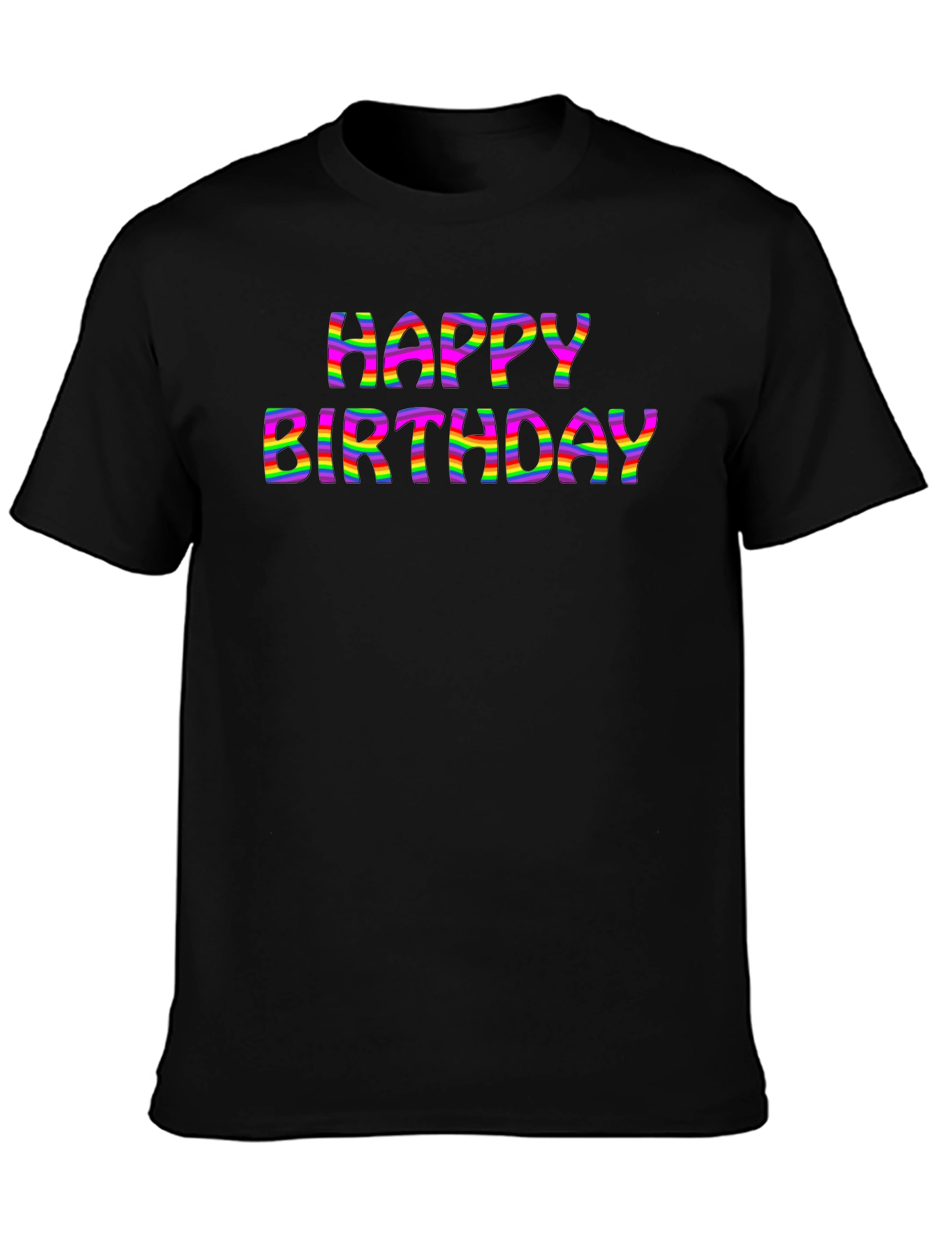 Happy Birthday Rainbow Stripe Graphic Tee