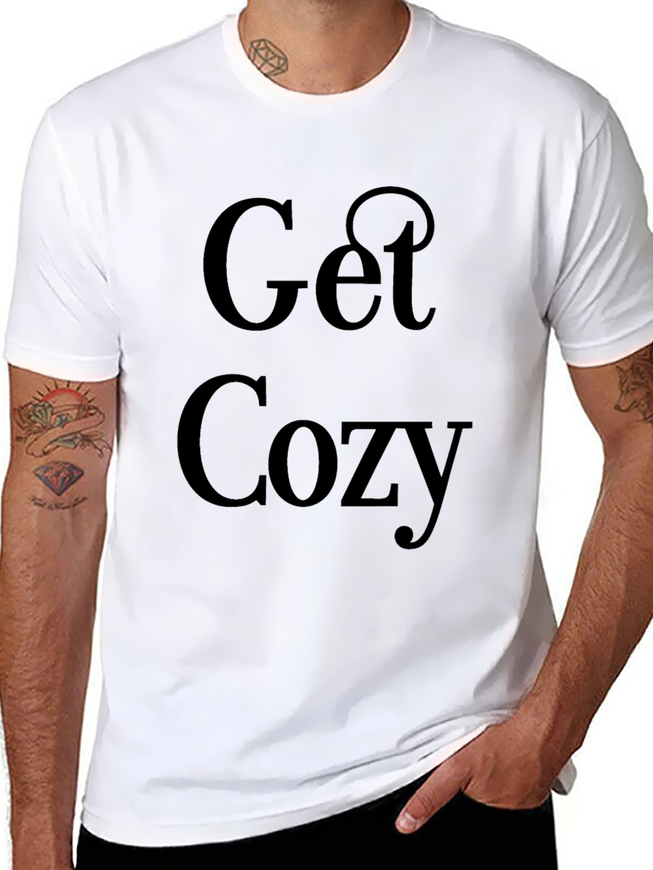 Get Cozy Black Graphic T-Shirt