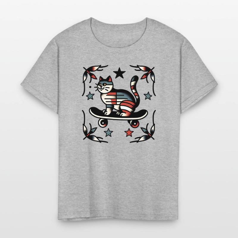 AI Traditional Tattoo Cat on Skateboard
