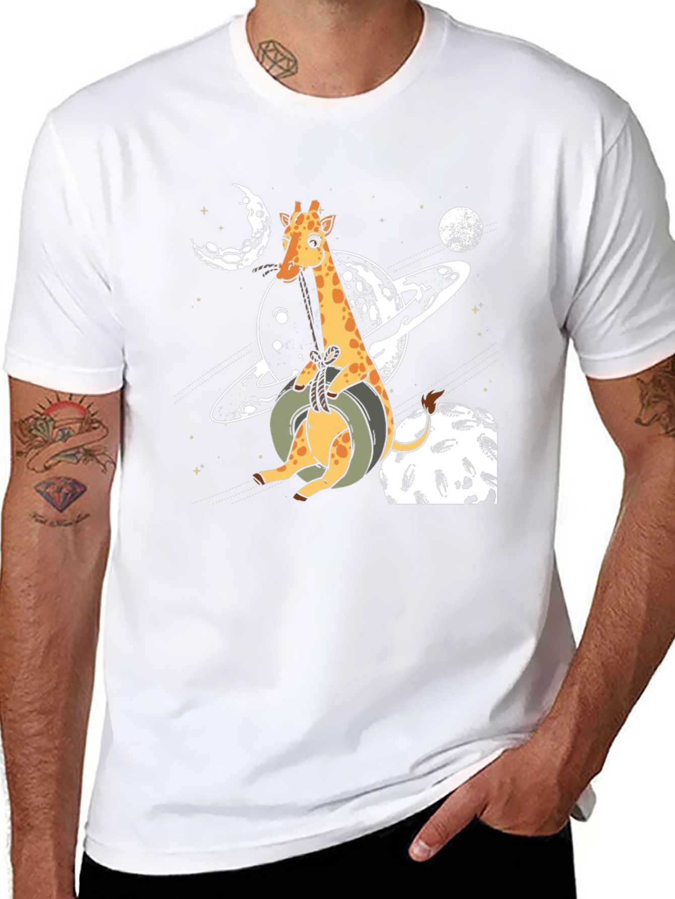 Giraffe in Space Graphic T-Shirt