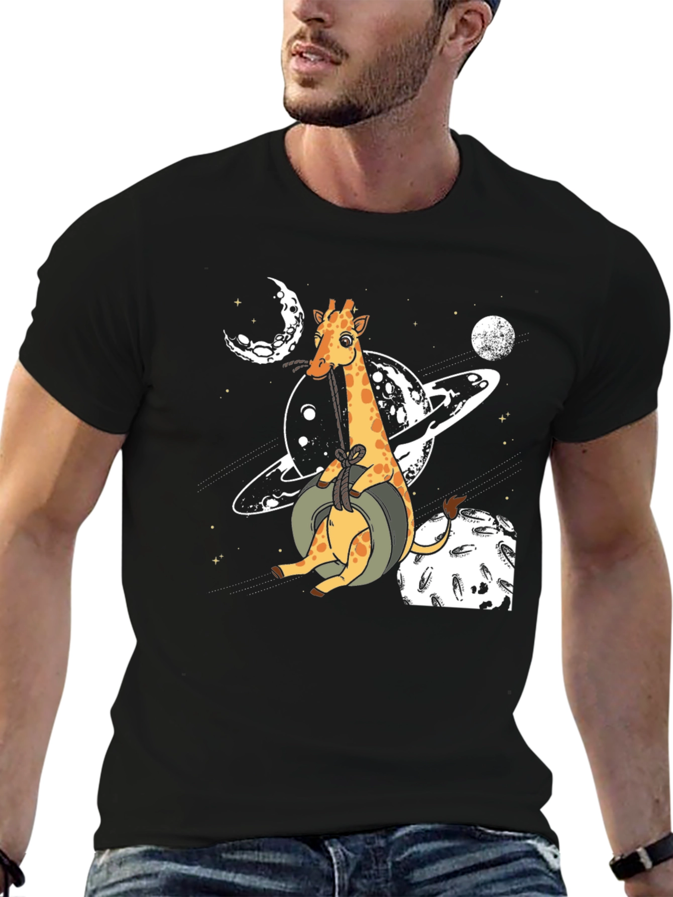 Giraffe in Space Graphic T-Shirt