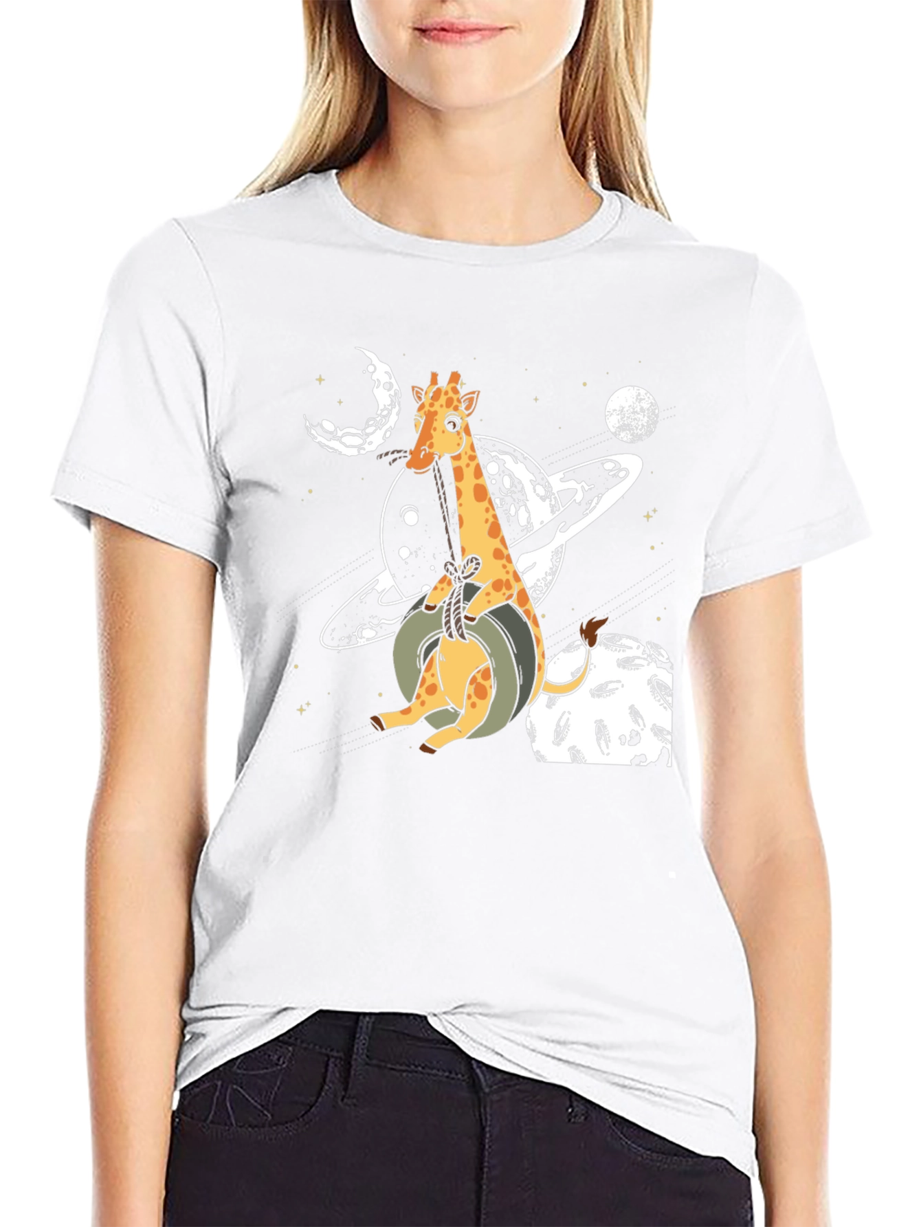 Giraffe in Space Graphic T-Shirt