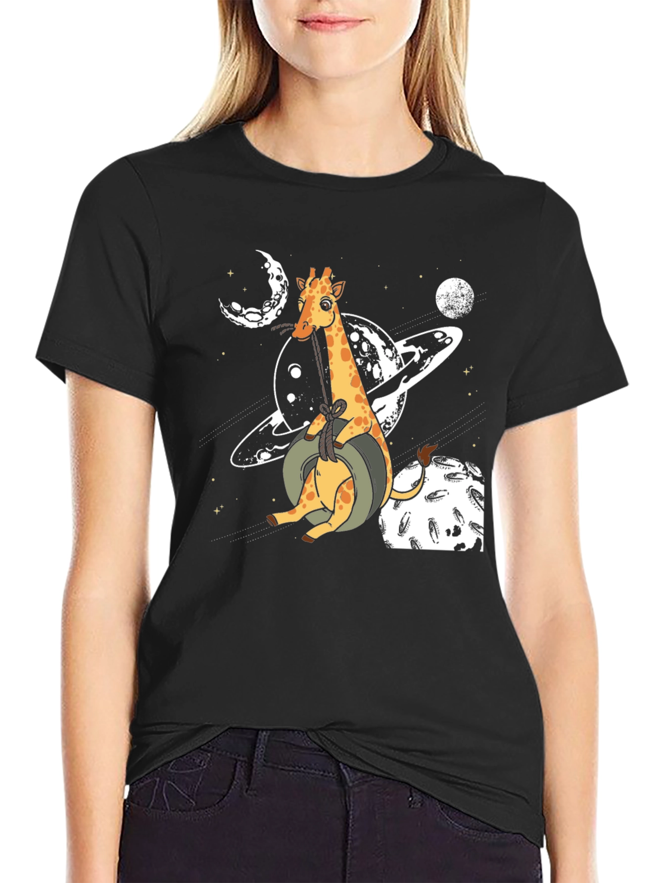 Giraffe in Space Graphic T-Shirt