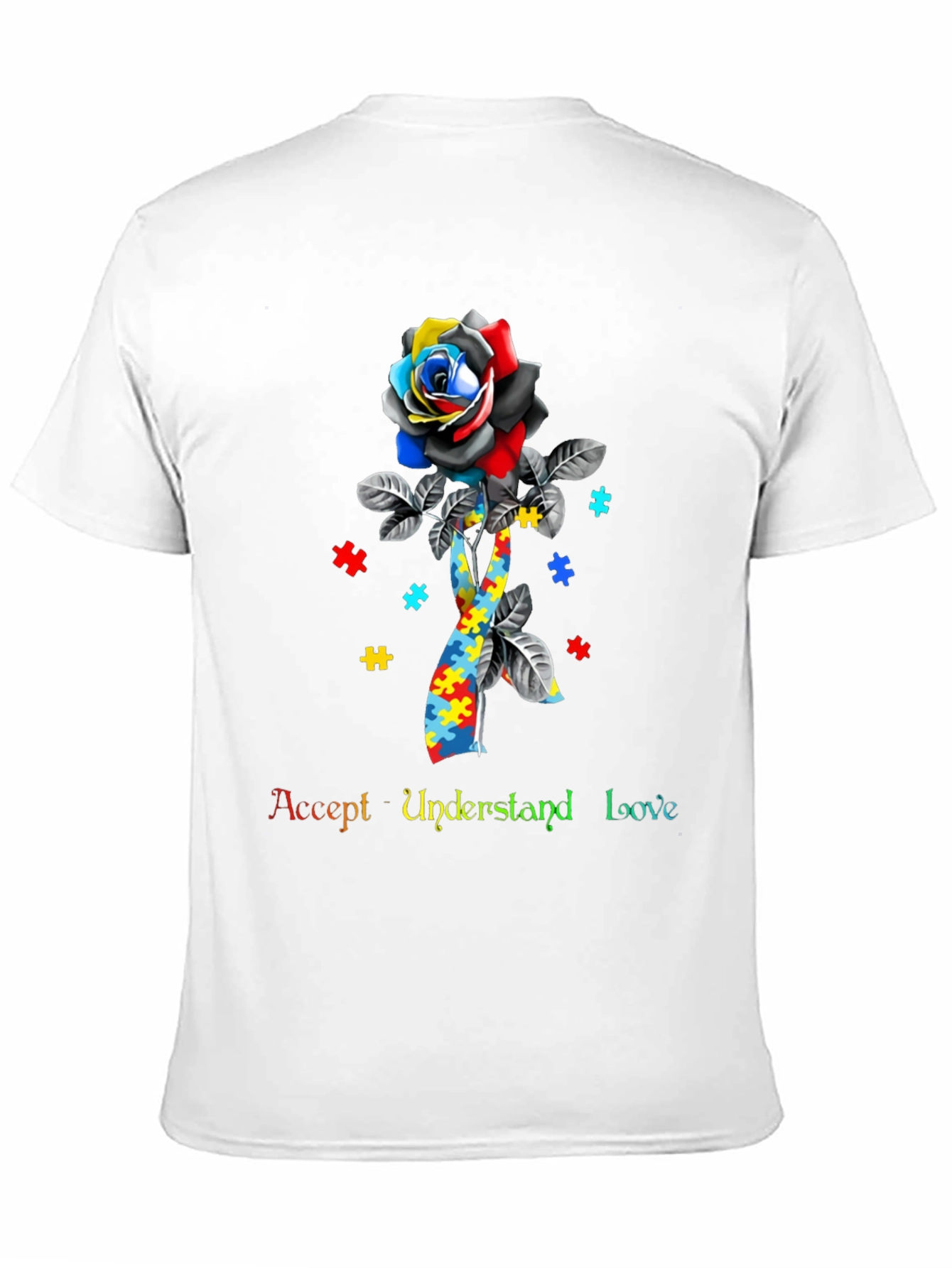 Autism Awareness Rose Puzzle Piece T-Shirt