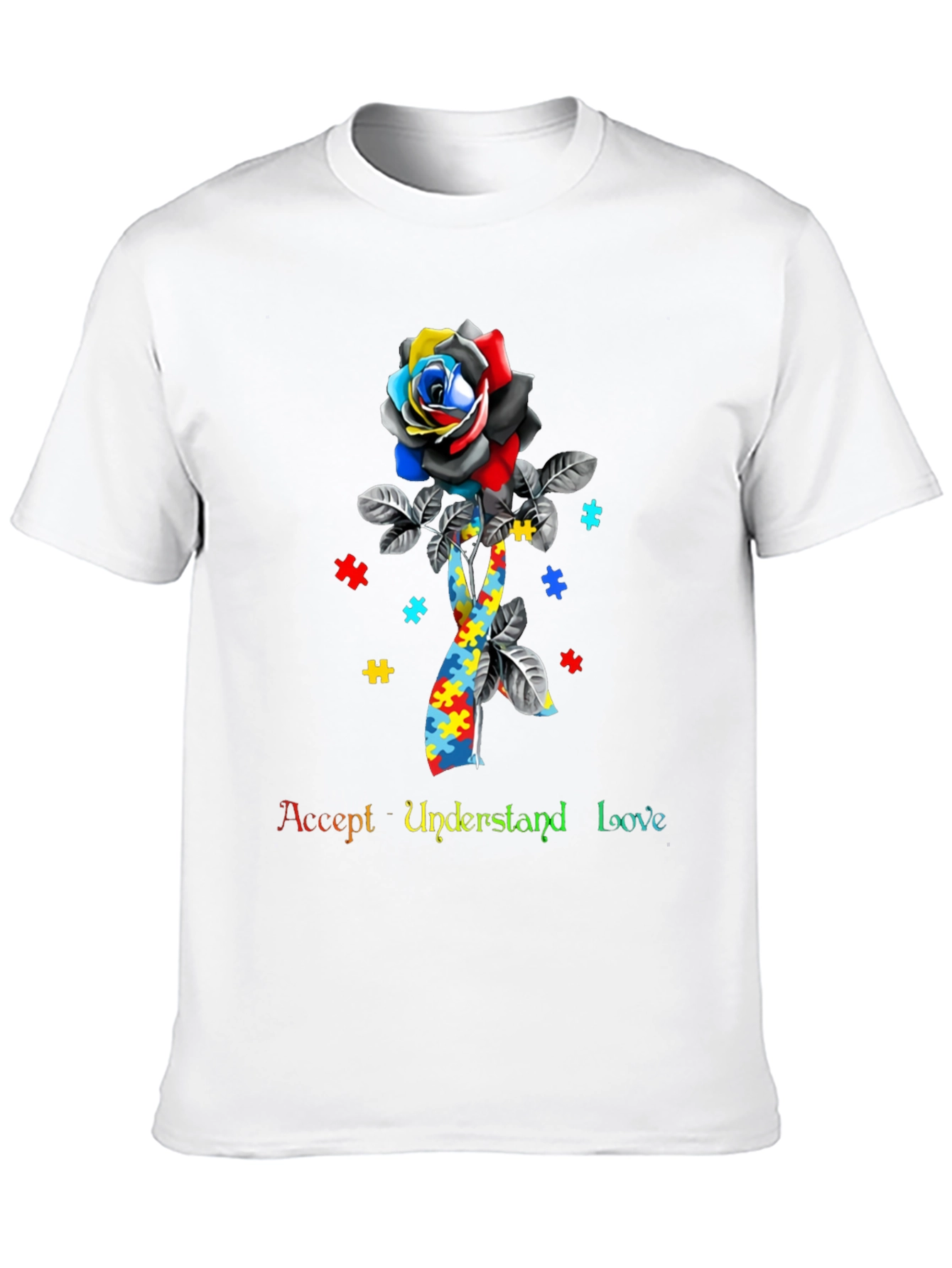 Autism Awareness Rose Puzzle Piece T-Shirt