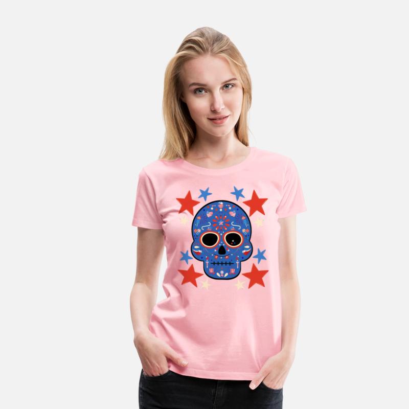 American Patriot Sugar Skull Stars July 4th Flag