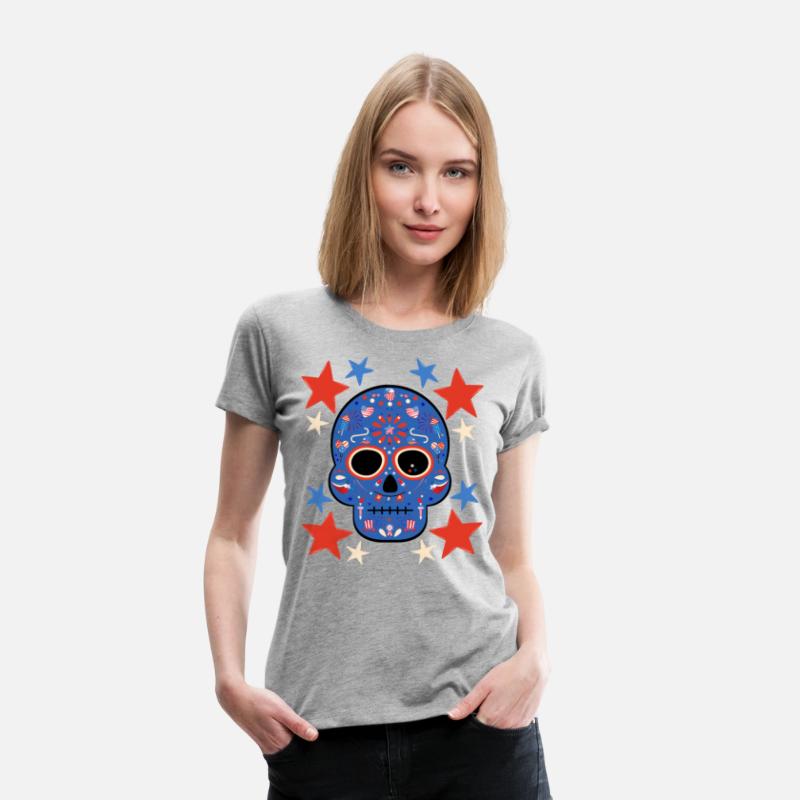 American Patriot Sugar Skull Stars July 4th Flag