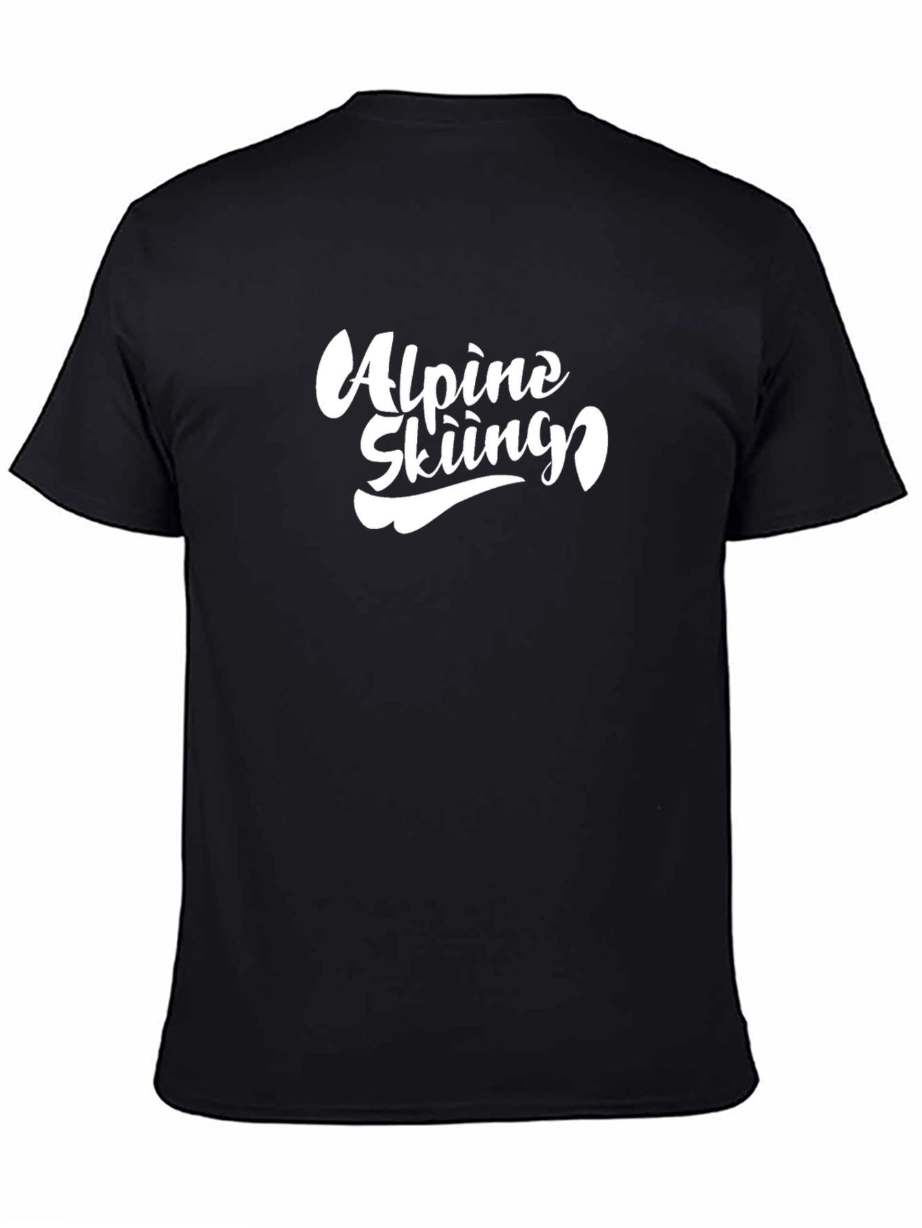 Alpine Skiing Graphic Tee - Black Cotton T-Shirt
