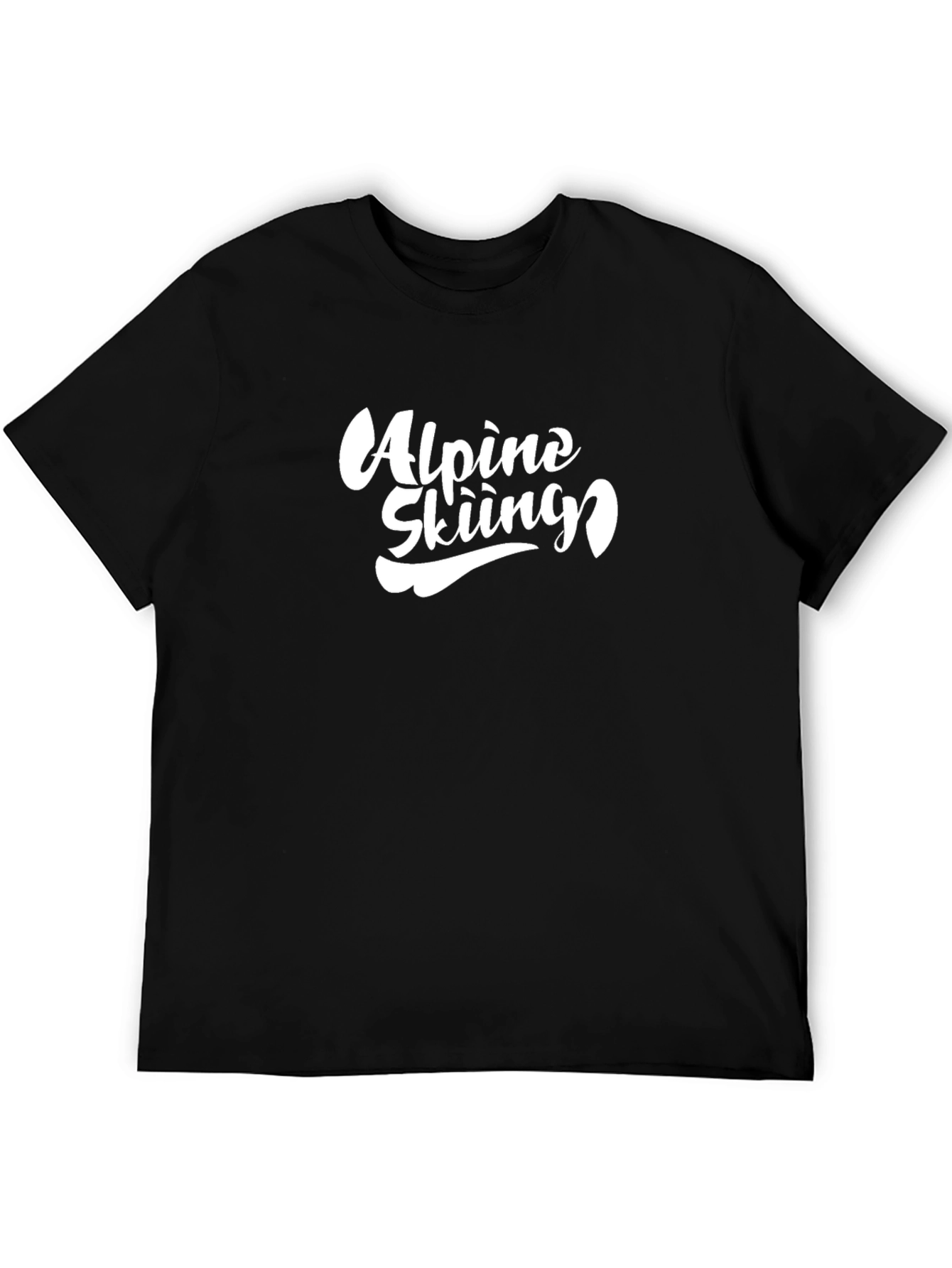 Alpine Skiing Graphic Tee - Black Cotton T-Shirt