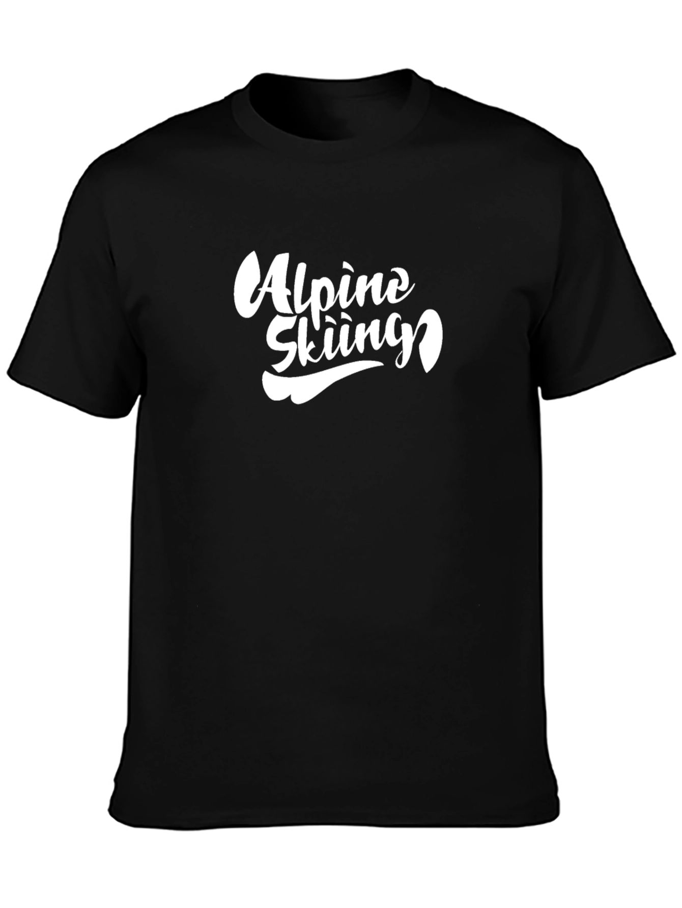 Alpine Skiing Graphic Tee - Black Cotton T-Shirt