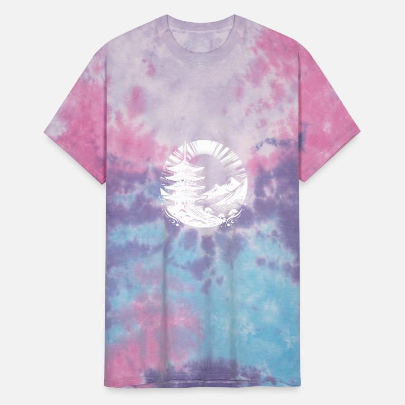 Asian Pagoda Yoga Art Motif With Temple