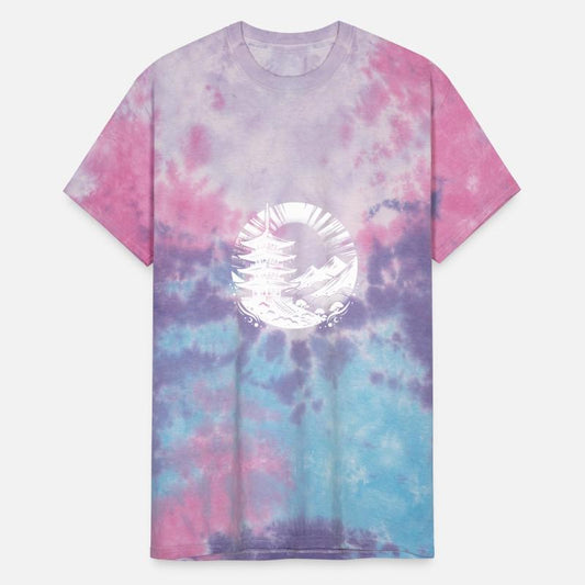 Asian Pagoda Yoga Art Motif With Temple