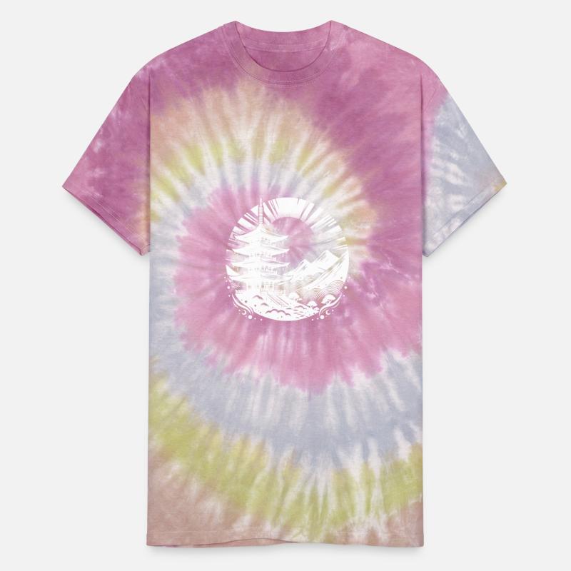 Asian Pagoda Yoga Art Motif With Temple