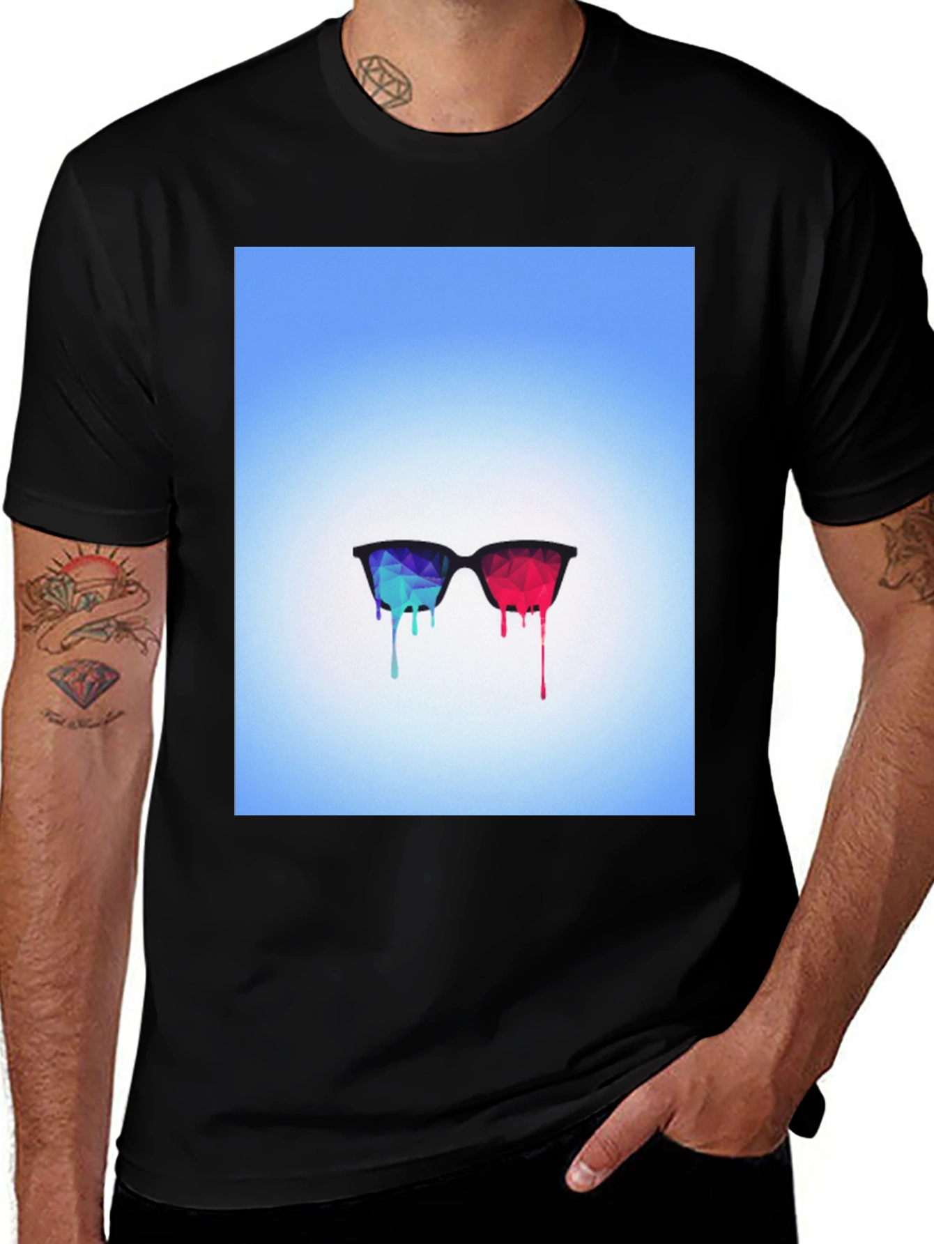 Abstract Dripping Glasses Graphic Tee