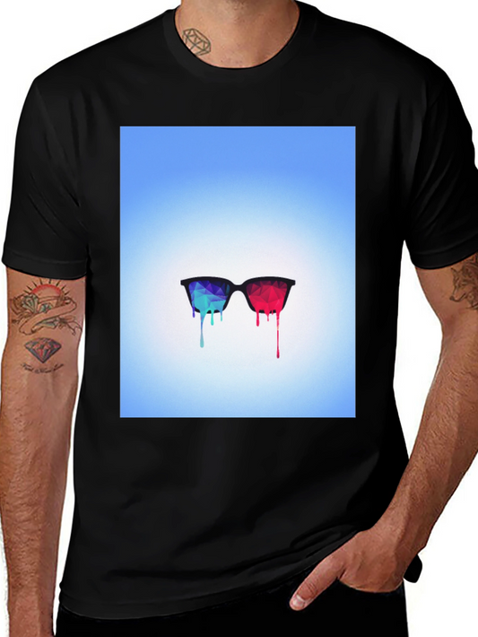 Abstract Dripping Glasses Graphic Tee
