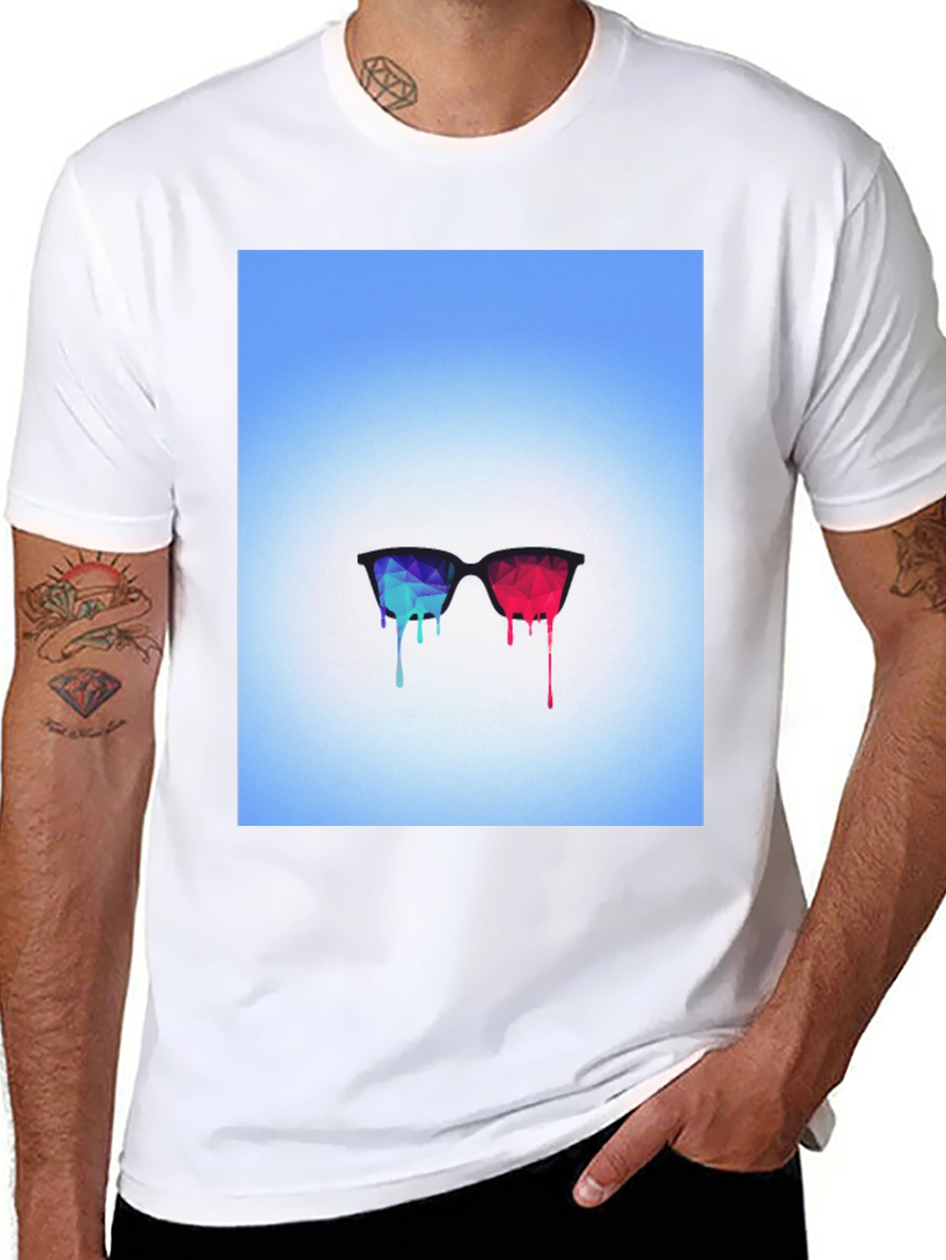 Abstract Dripping Glasses Graphic Tee