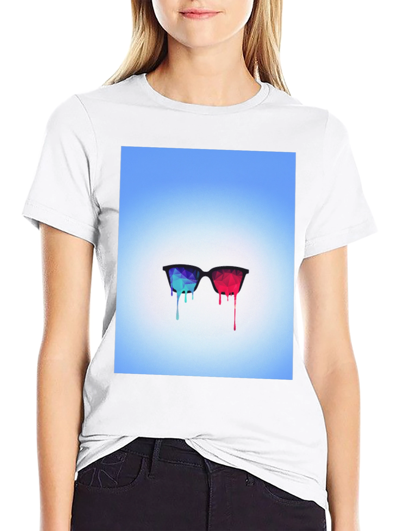 Abstract Dripping Glasses Graphic Tee