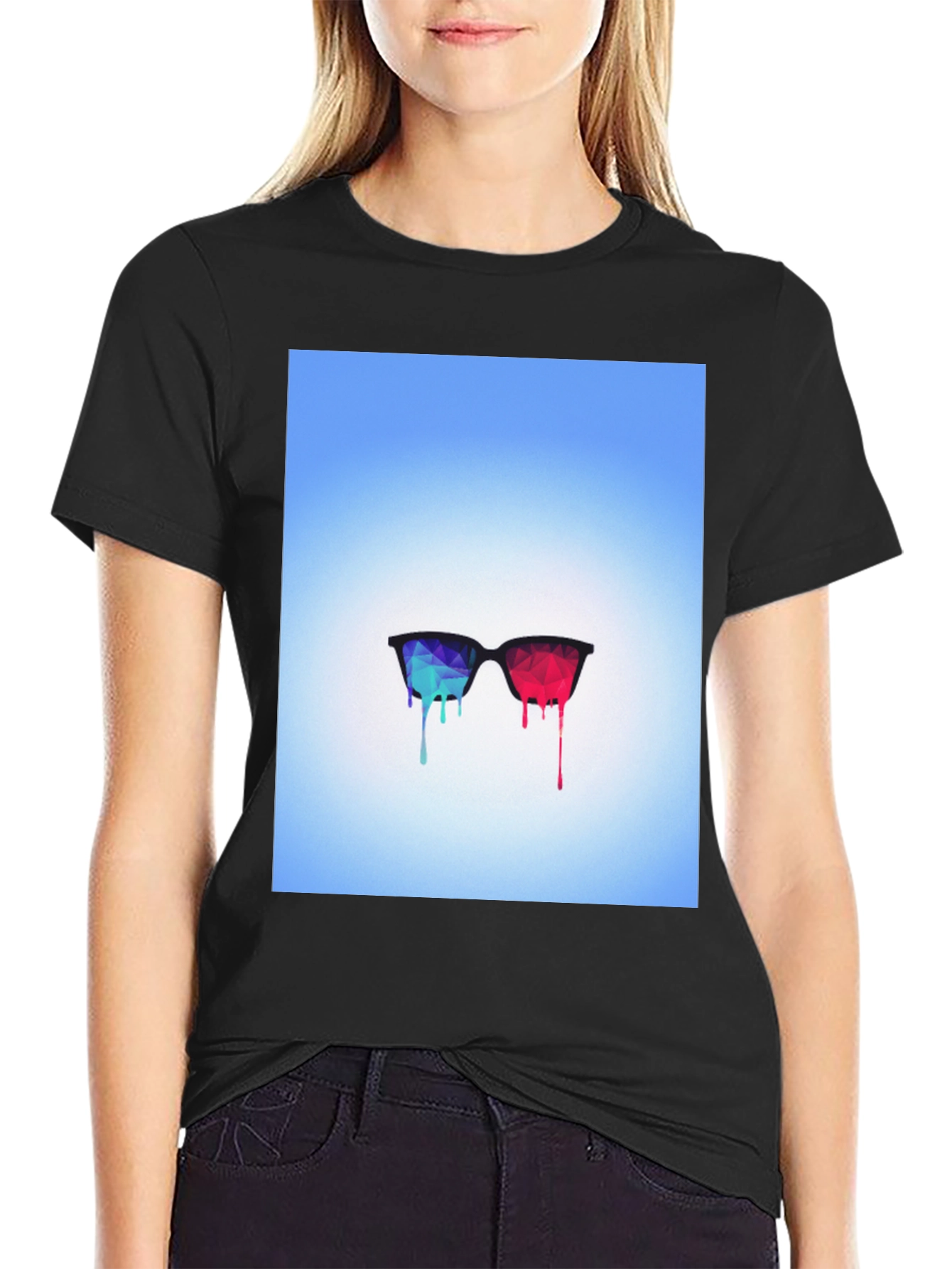 Abstract Dripping Glasses Graphic Tee
