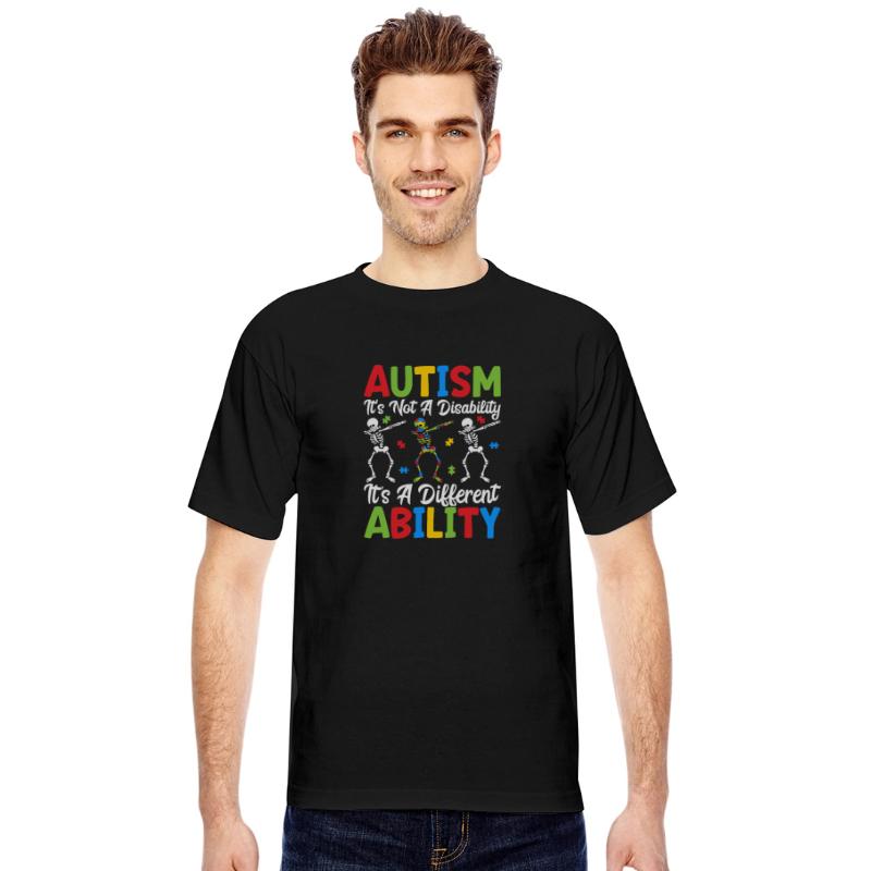 Autism Different Ability T-Shirt Fun Dab Skeletons