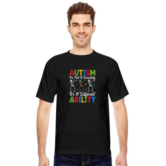 Autism Different Ability T-Shirt Fun Dab Skeletons