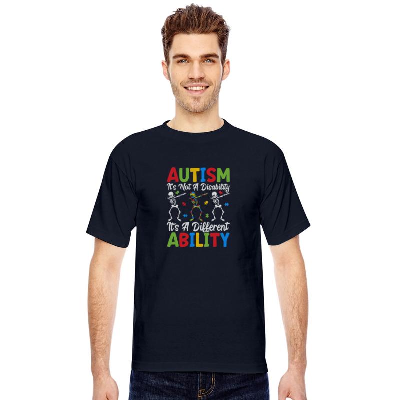 Autism Different Ability T-Shirt Fun Dab Skeletons