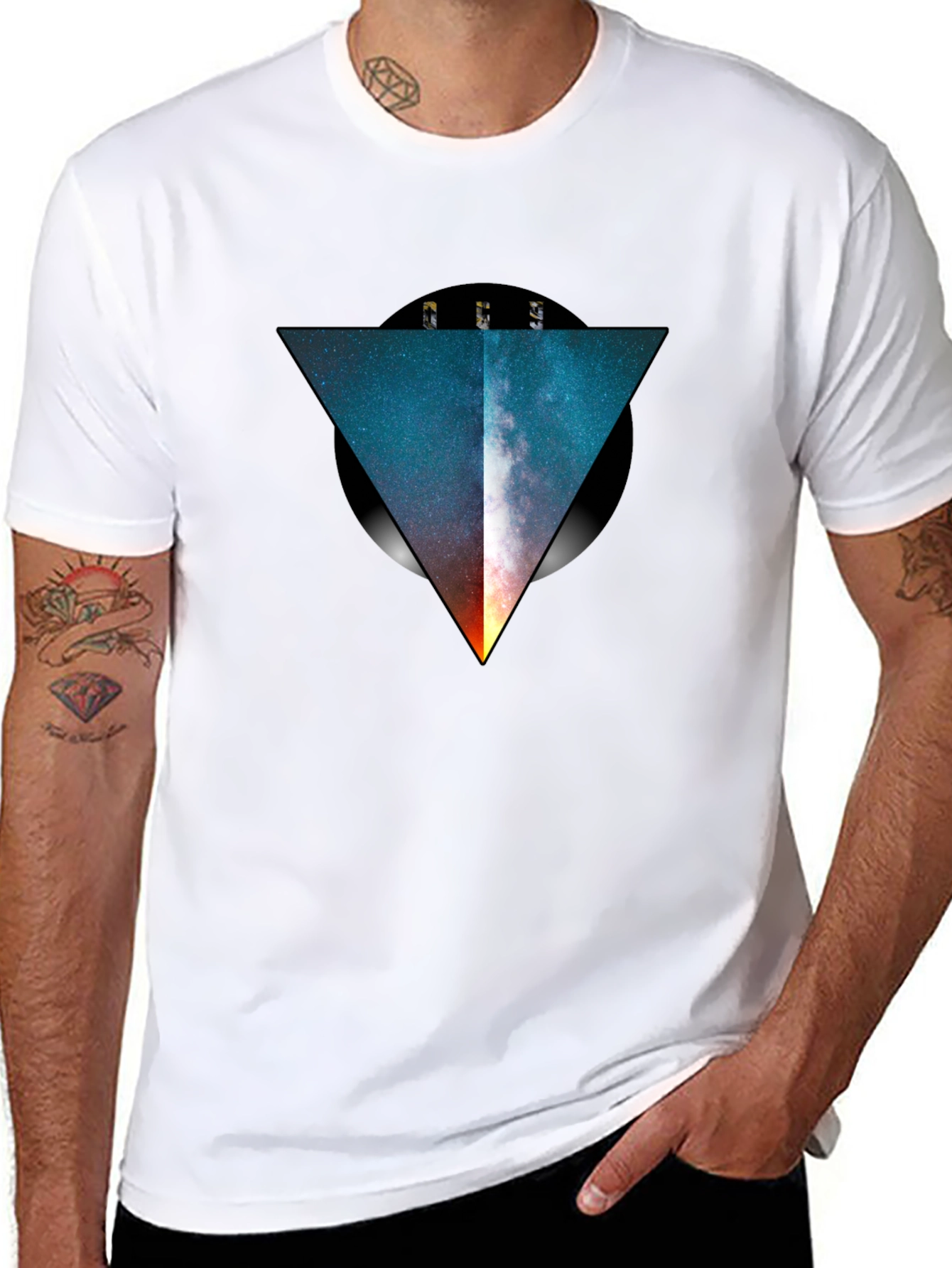 Galaxy Triangle Black T-Shirt - Modern Graphic Tee