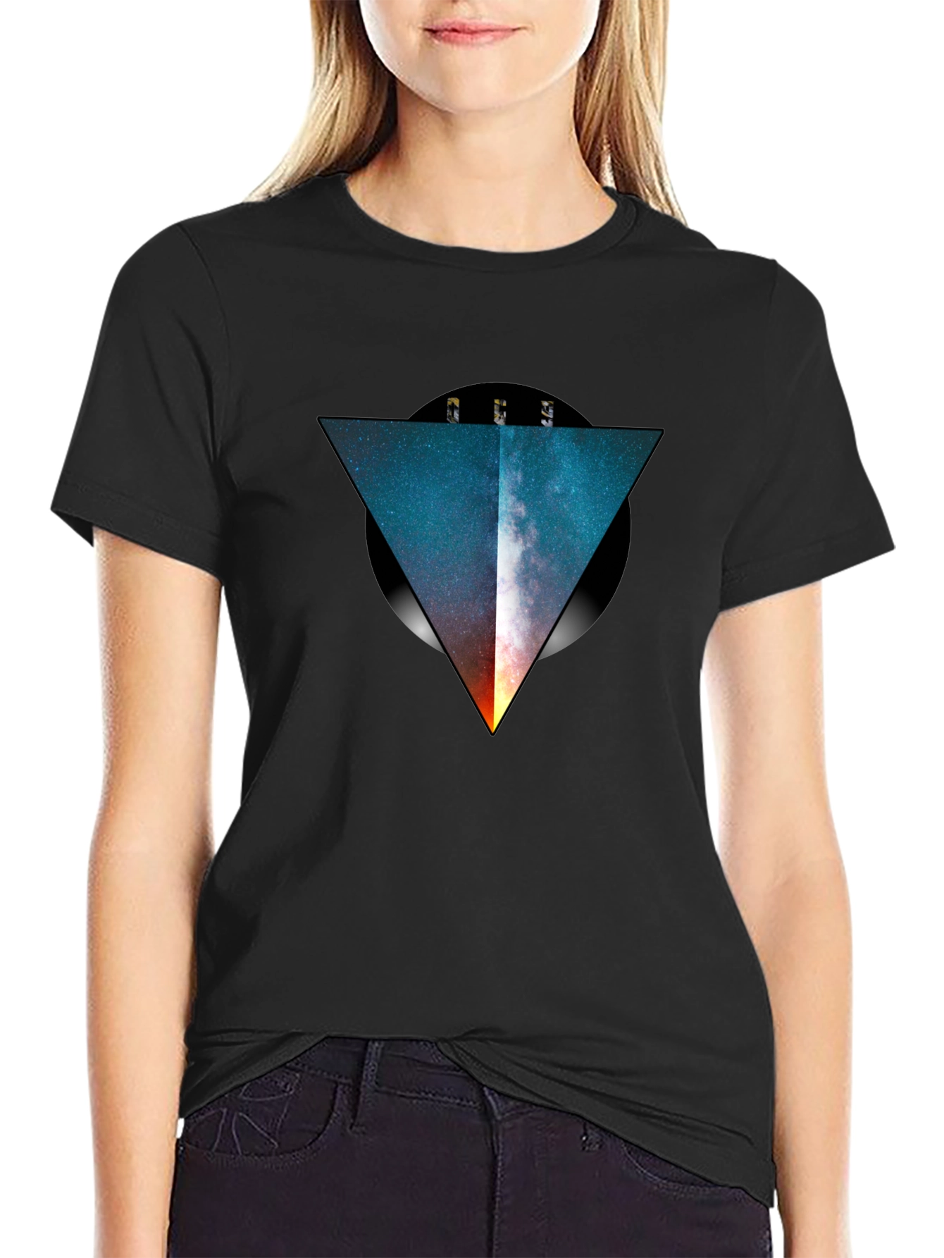 Galaxy Triangle Black T-Shirt - Modern Graphic Tee