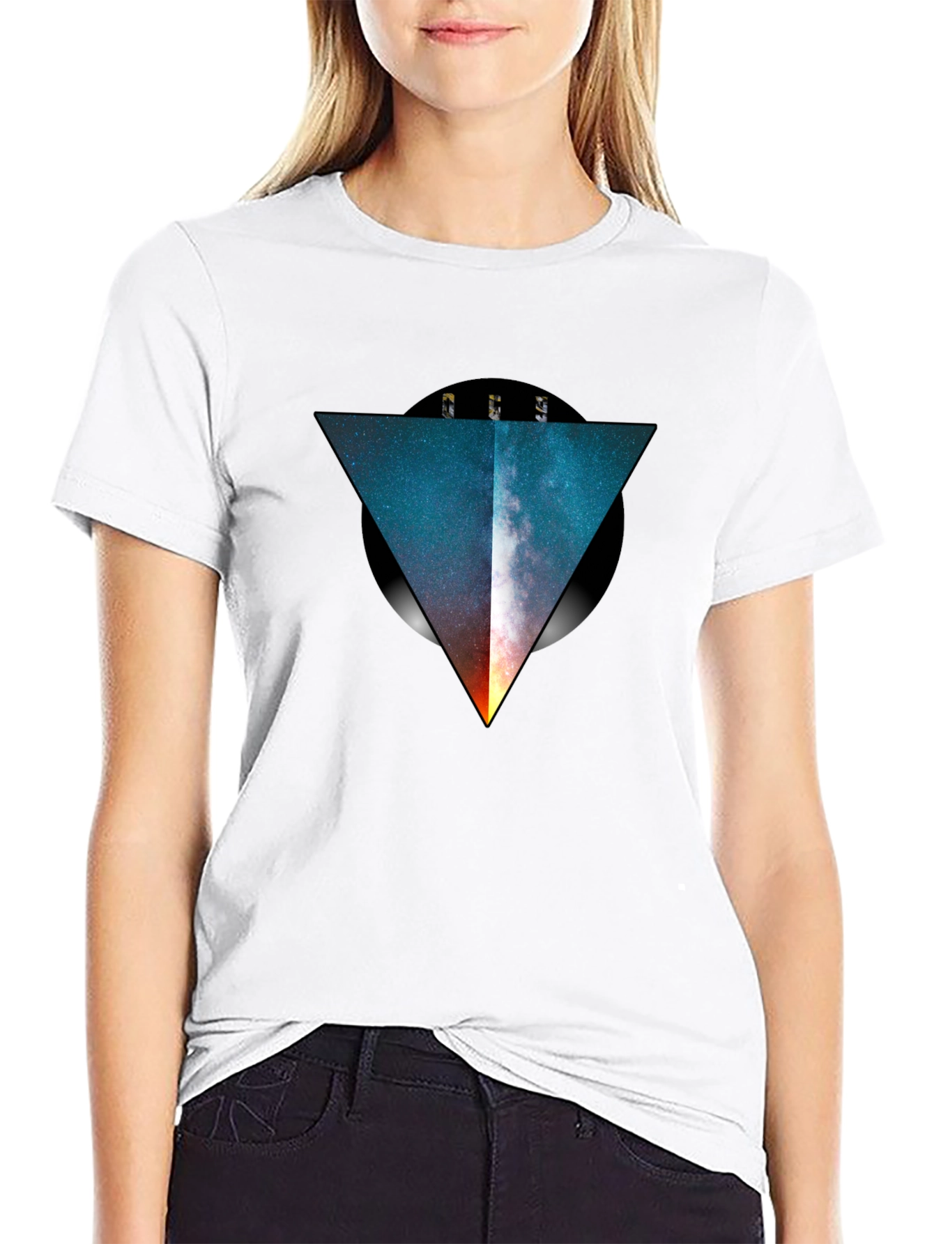 Galaxy Triangle Black T-Shirt - Modern Graphic Tee