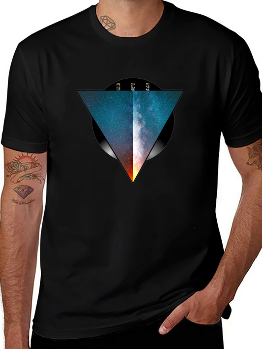 Galaxy Triangle Black T-Shirt - Modern Graphic Tee