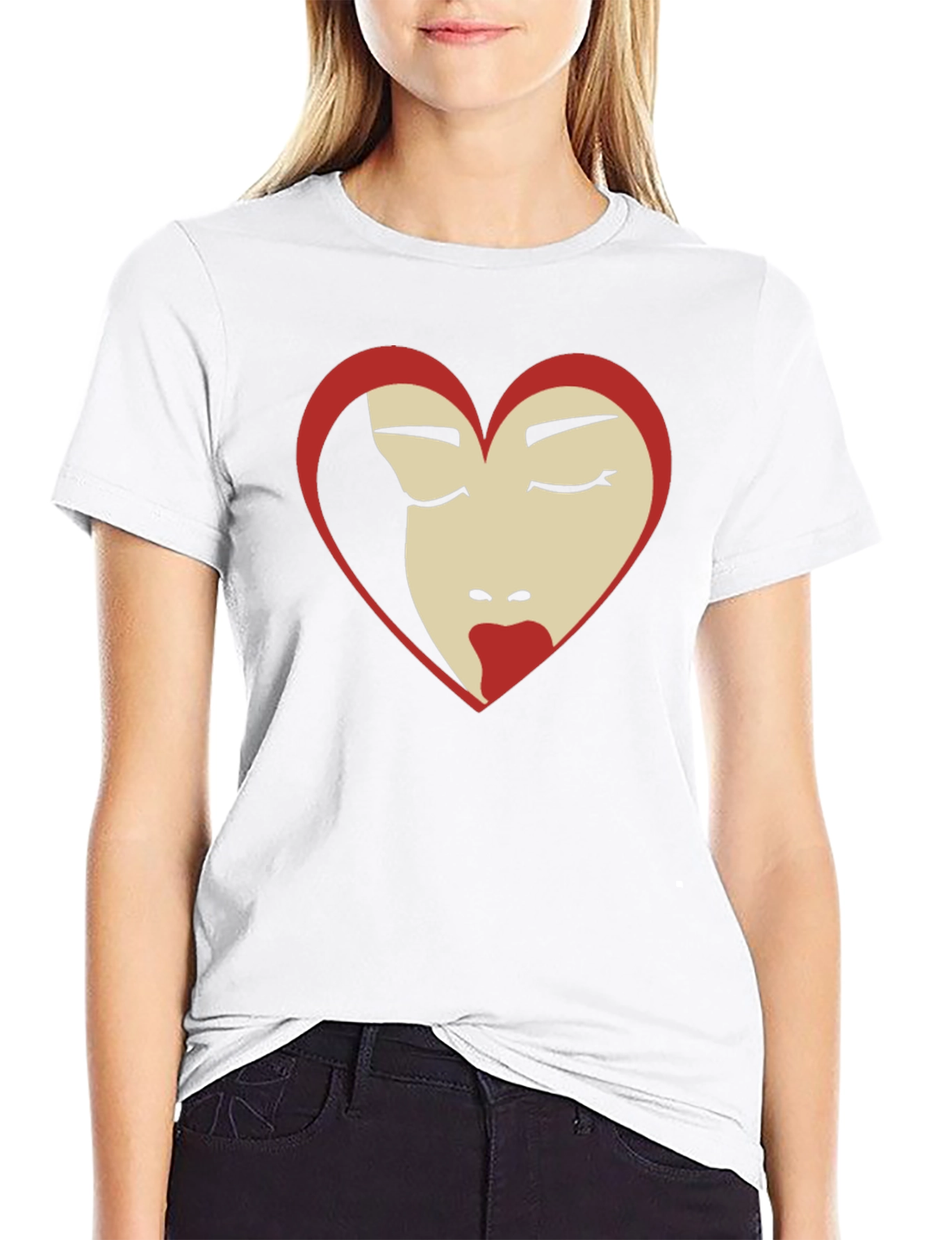 Heart Face Graphic Tee - Black T-Shirt