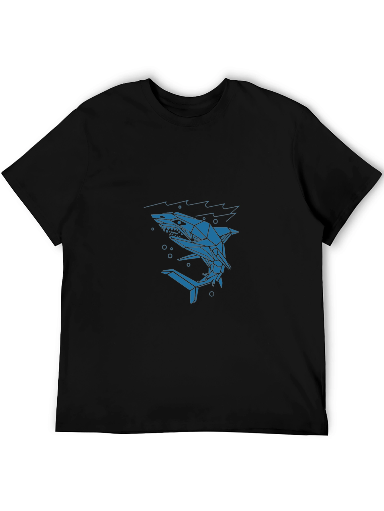 Geometric Shark Graphic Tee - Mens Black T-Shirt