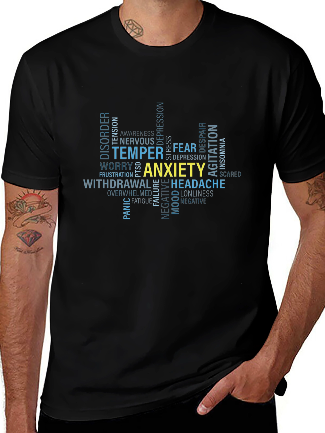 Anxiety Word Cloud Graphic T-Shirt
