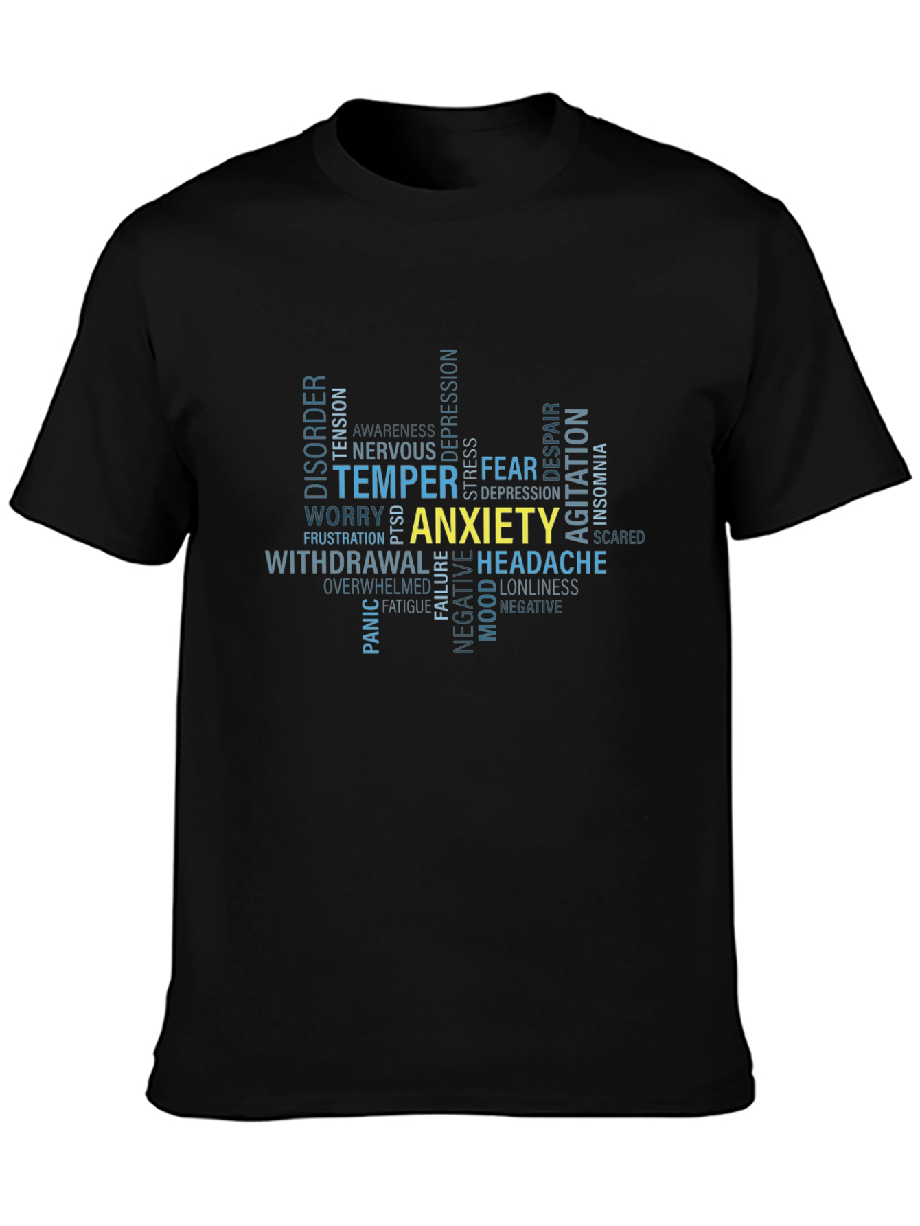 Anxiety Word Cloud Graphic T-Shirt