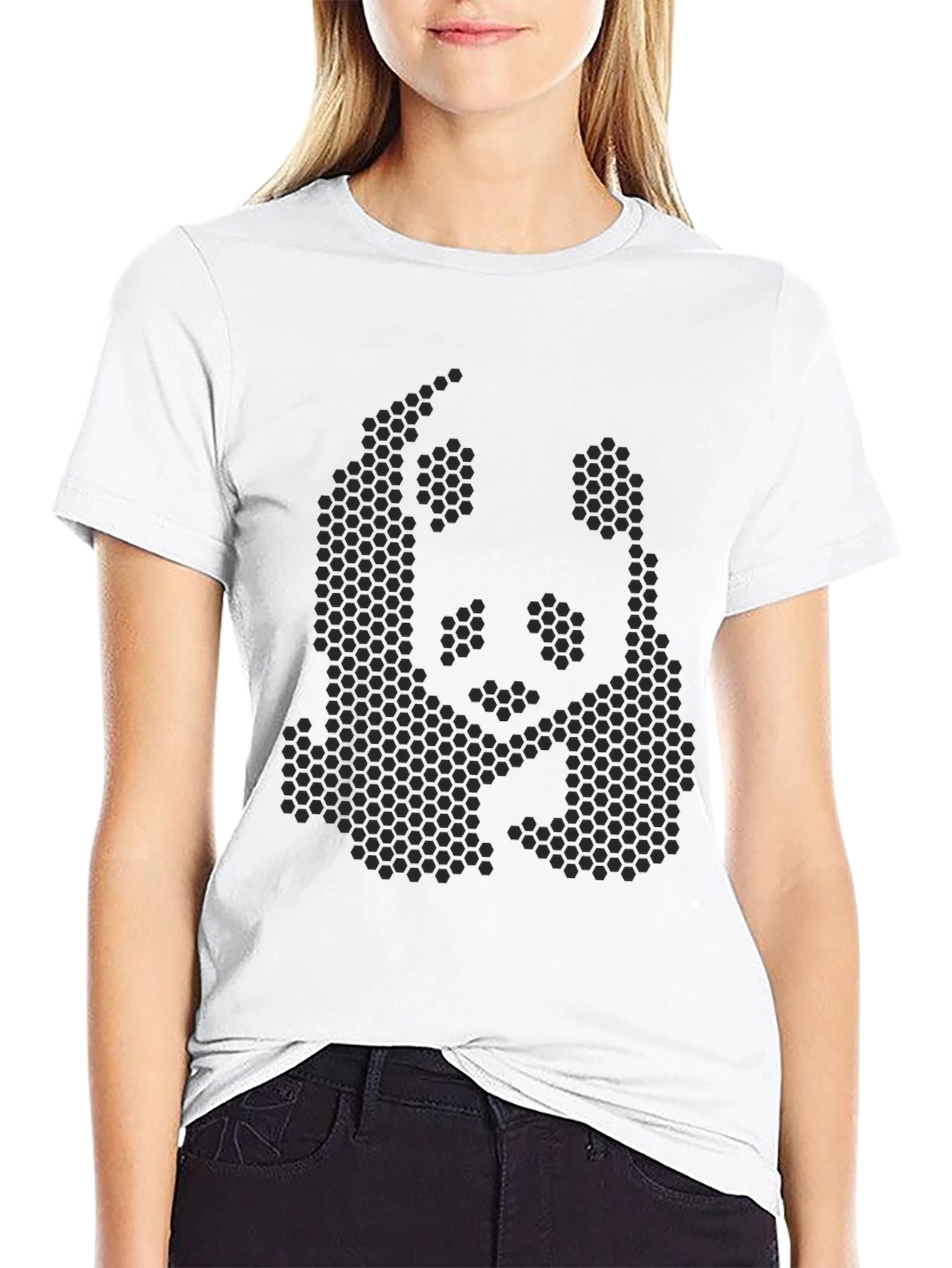 Geometric Panda Print T-Shirt