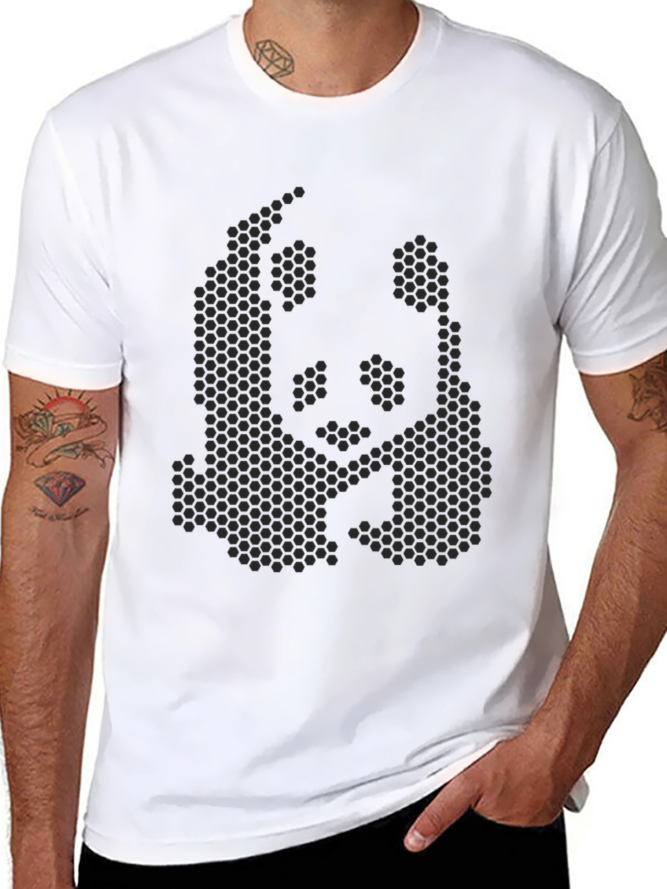 Geometric Panda Print T-Shirt