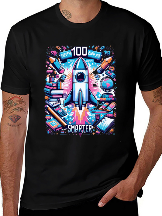 100 Days Smarter Rocket T-Shirt - Space Themed Teacher Shirt