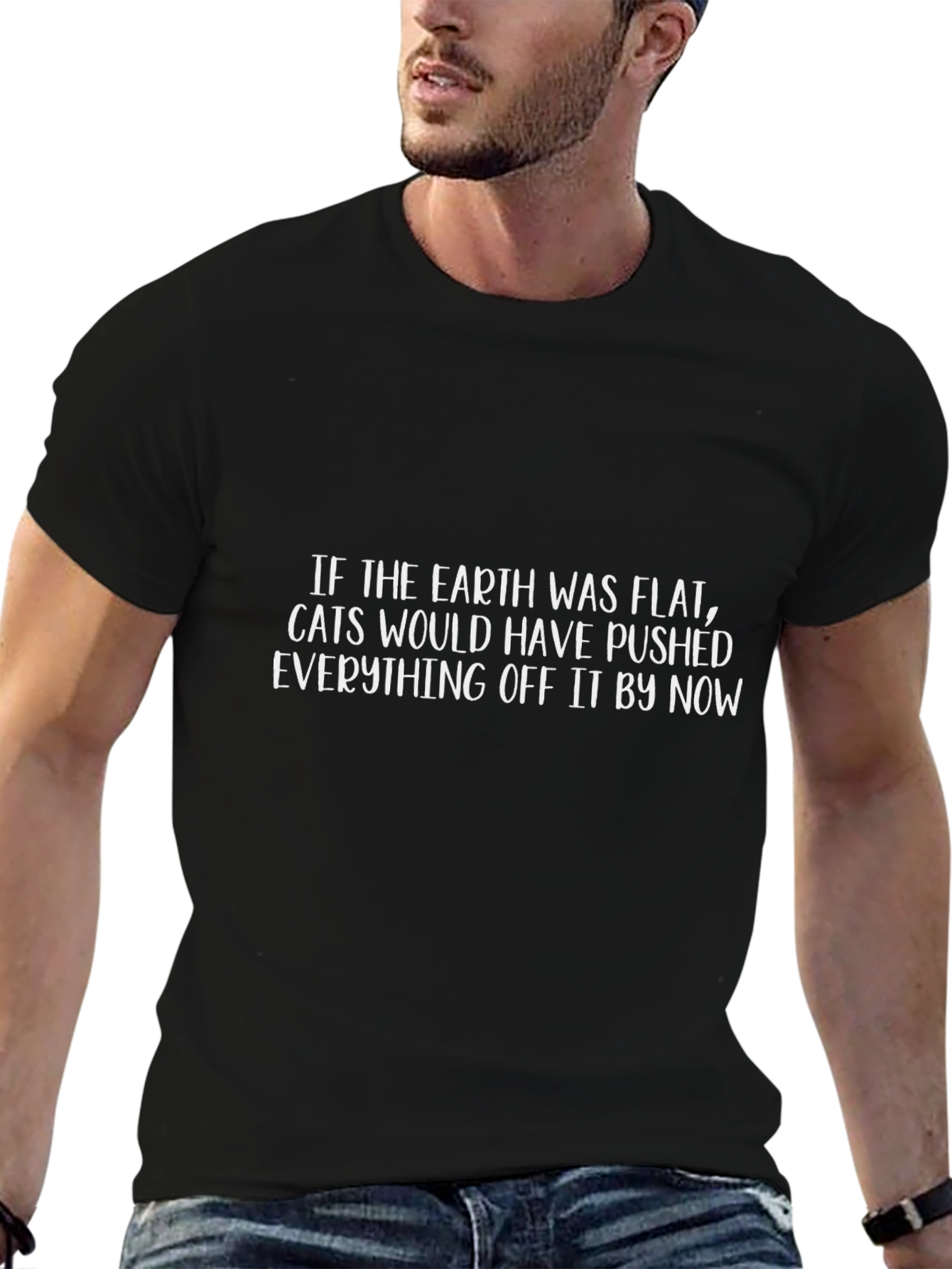 Funny Flat Earth Cat Graphic Tee